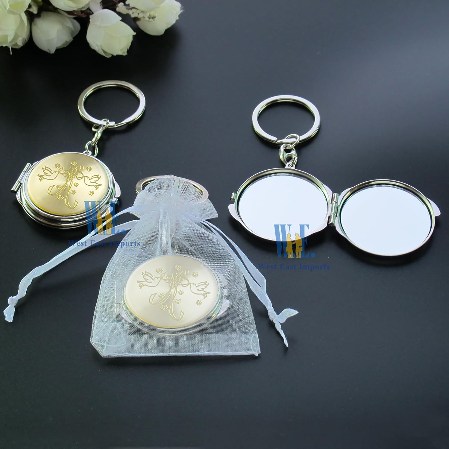 12 PCS Personalized Wedding Favor Bridal Shower Wedding Anniversary Souvenir for Guest bridesmaids gifts (gold trim)