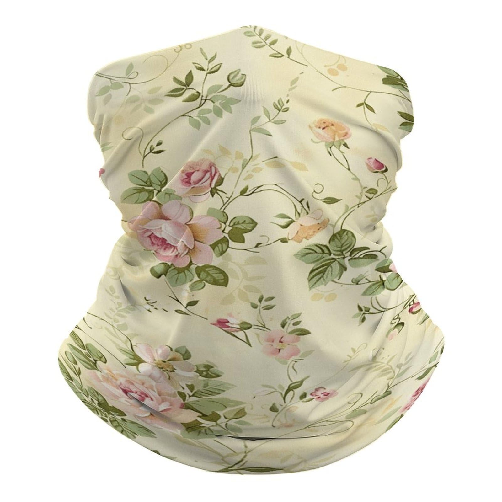 FZQVSGW Small Cream Flowers Balaclava Breathable Neck Gaiter Neck Face Mask Windproof Scarf Face Cover for Men Women