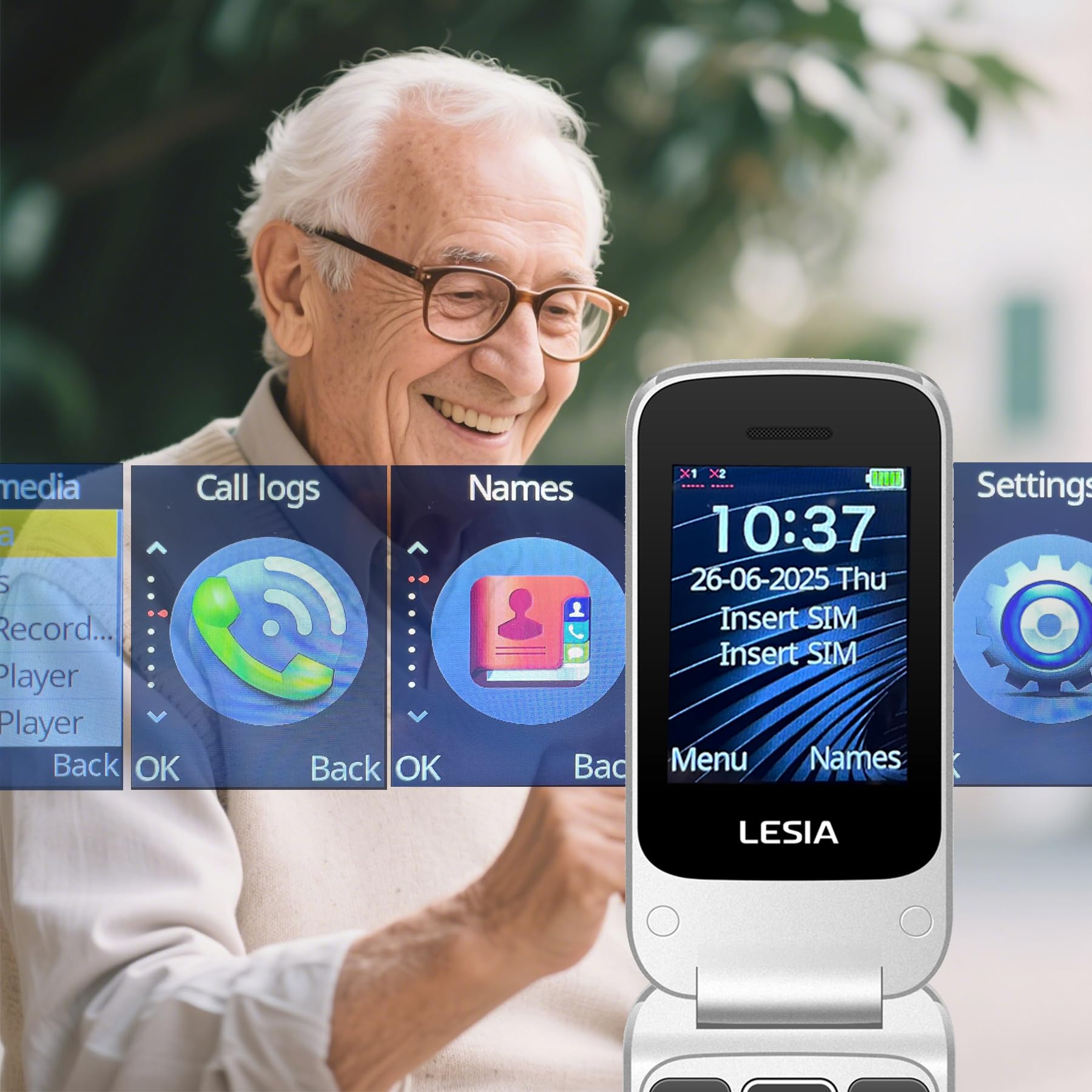 FEGA 4G Teléfono Móvil para Mayores, con Tapa de Teclas Grandes, Botón SOS, Pantalla de 2,4 Pulgadas, Llamada Rápida, Sonido Fuerte de Radio, 1300mAh Batería, Fácil Uso para Ancianos Flip Seniors LTE | Pantalla de 2,4", teclas grandes, botón SOS, batería