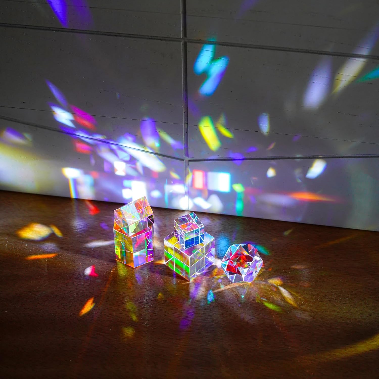 HDCRYSTALGIFTS 1,2-Zoll-RGB-Dispersionsprisma aus optischem Glas „X-Cube“ für den Physikunterricht – Regenbogenprisma, Kristallwürfel, Prisma, Requisiten für die Fotografie