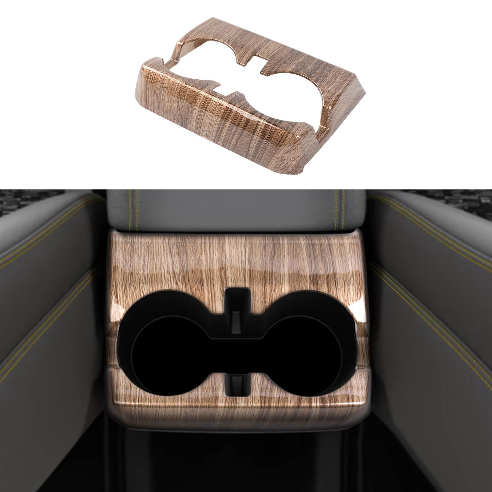 CheroCar Rear Cup Holder Panel Trim Cover Accessories Armrest Box Center Console Cup Holder Interior Accessories Fit for Colorado/GMC Canyon 2023 2024 2025+ Interior Accessories