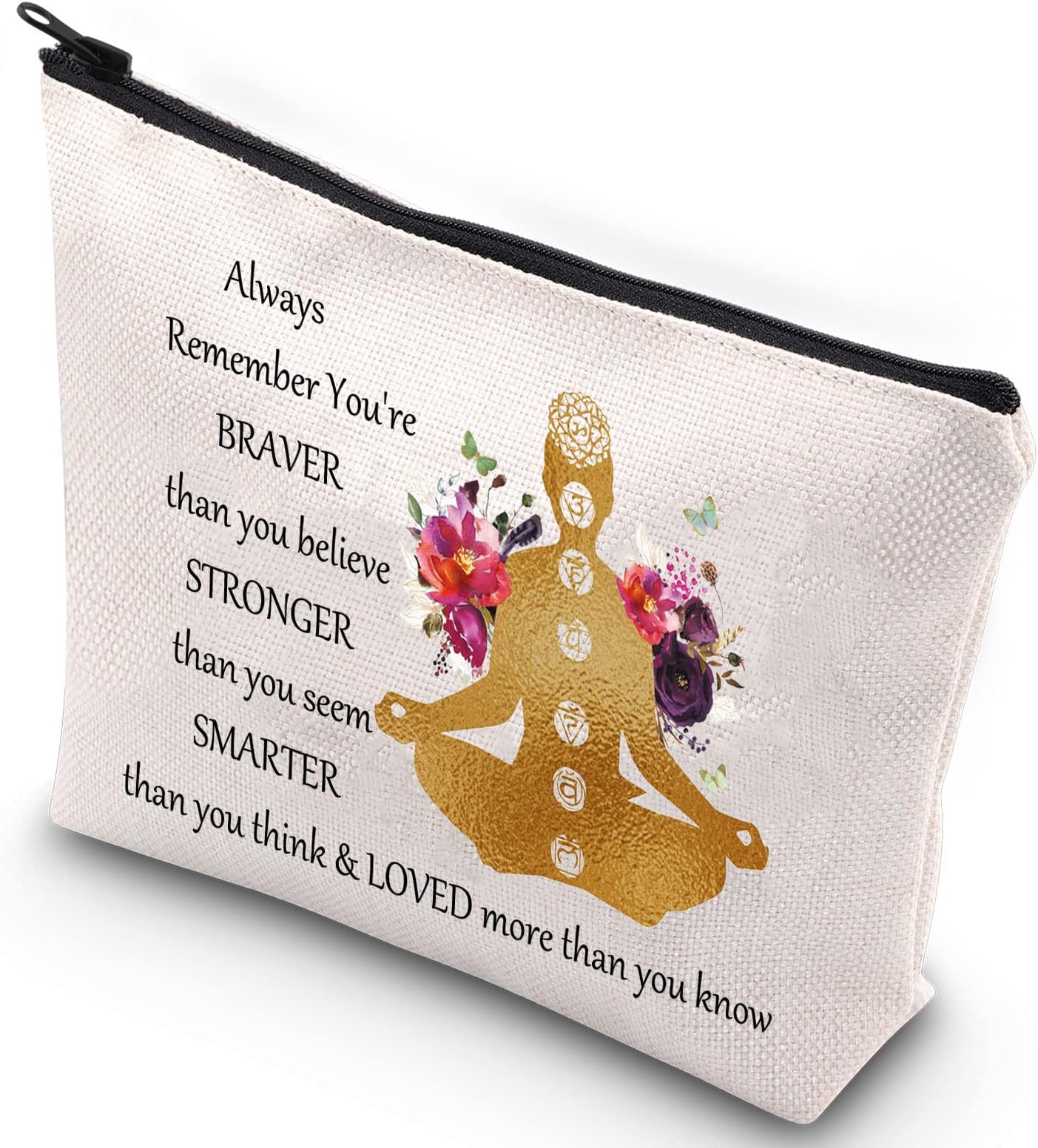 WZMPA Yoga Lover Cosmetic Bag Yoga Instructor Gift You Are Braver Stronger Smarter Than You Think Yoga Makeup Zipper Pouch Bag Yoga Meditation Gifts (Always Yoga)