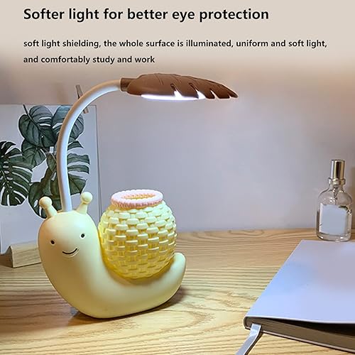 Miniatura 3 de Lámpara de escritorio LED con soporte para bolígrafo, lámpara de mesa con soporte de dibujos animados, múltiples funciones de carga USB, linda luz