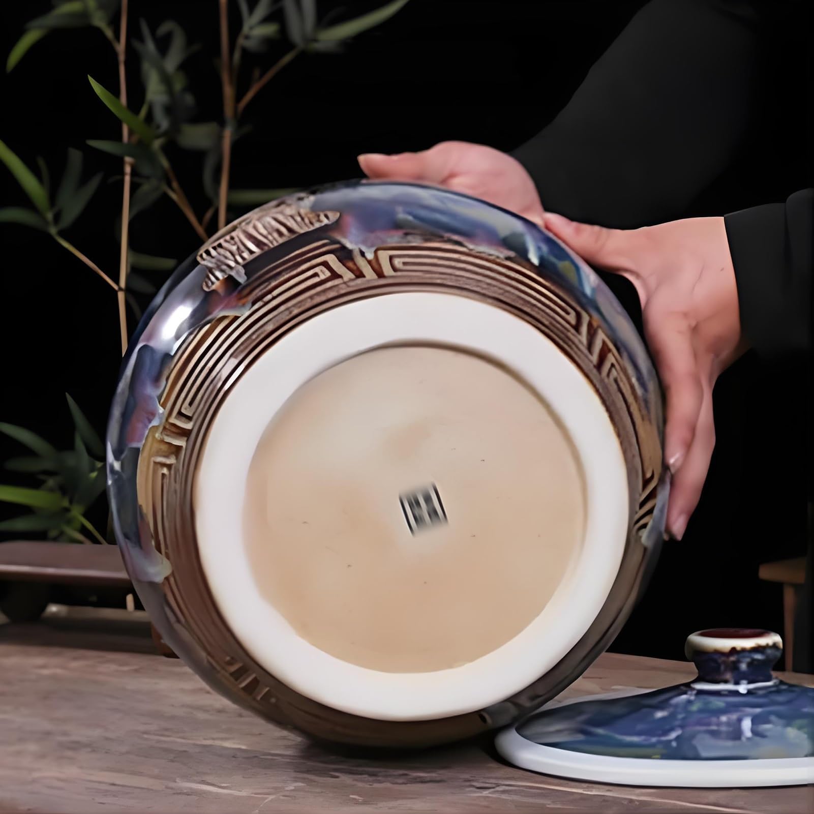 YVYKFZD Tanque de Arroz de Cerámica, Botes Cocina Almacenaje de cerámica con tapa, Recipientes para Alimentos retro, tarro de arroz, Caja de Almacenamiento de Arroz sellada grande, para harina, maíz(C