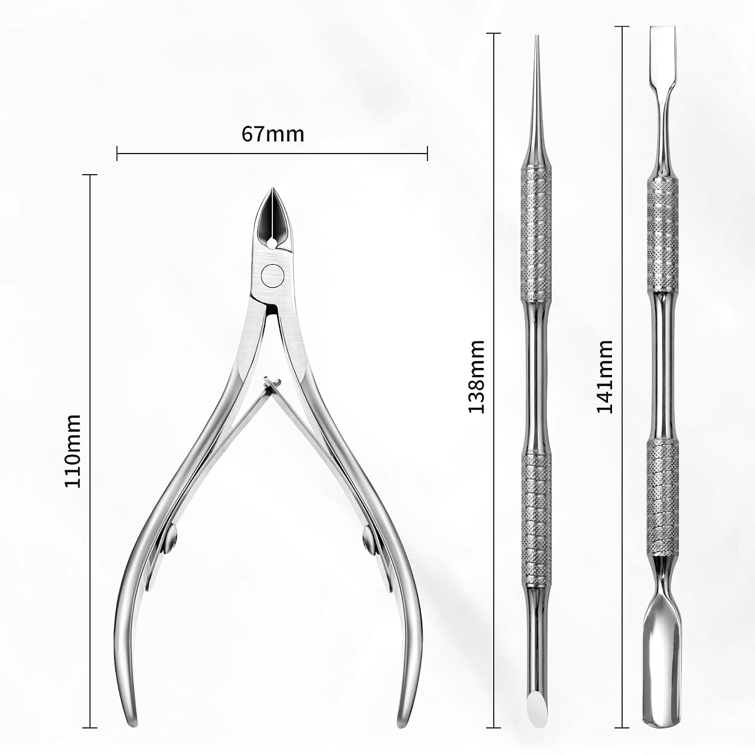 Cuticle Trimmer with Pusher Cutter, Premium Stainless Steel Cuticle Nippers Clippers, Dead Skin Remover, Professional Salon Home Manicure Pedicure Tools for Fingernails Toenails