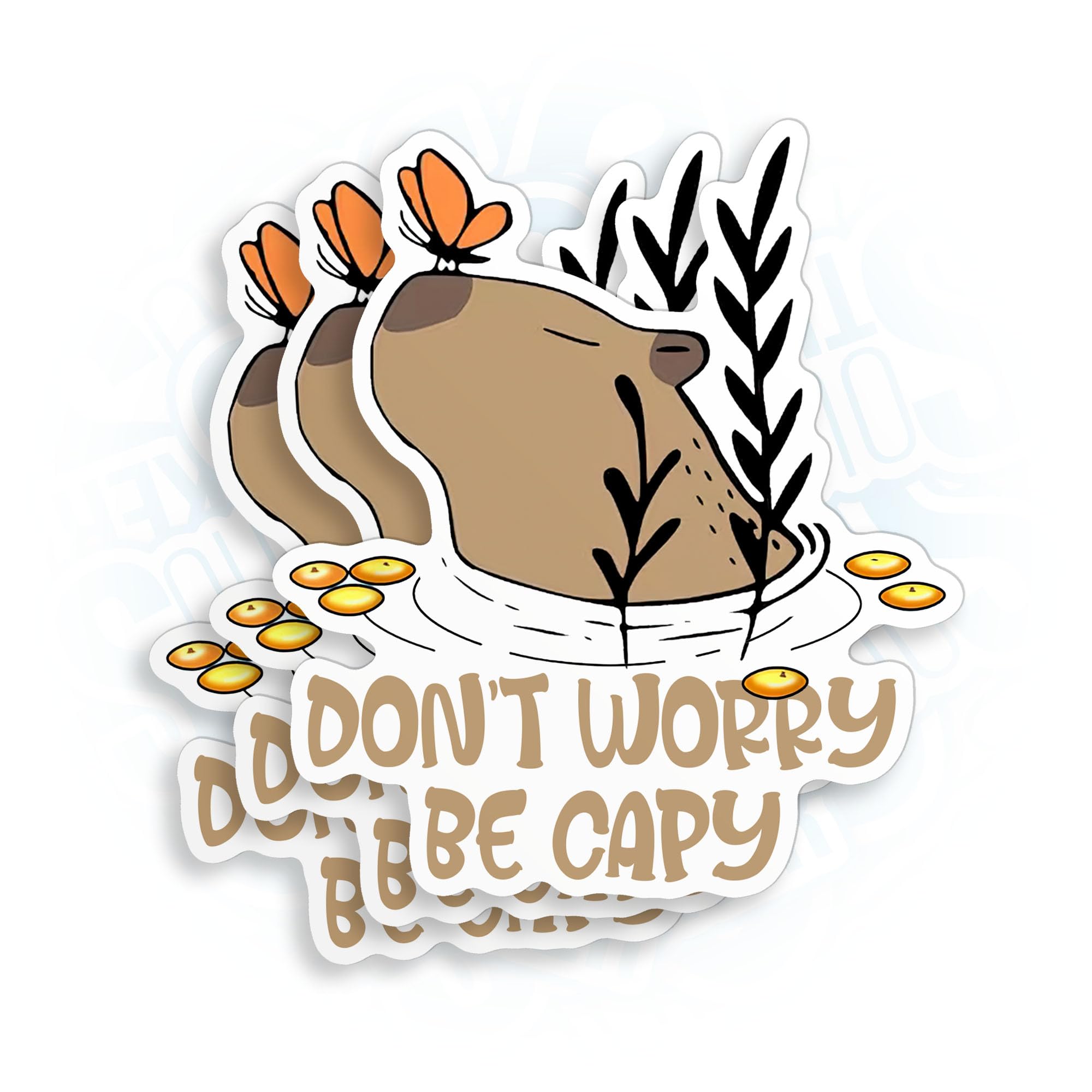 (3Pcs) Don't Worry Be Capy Sticker Funny Capybara Cute Meme Capy Vinyl Die-Cut Stickers for Hard Hat Water Bottle Laptop Tumbler Kindle Aesthetic