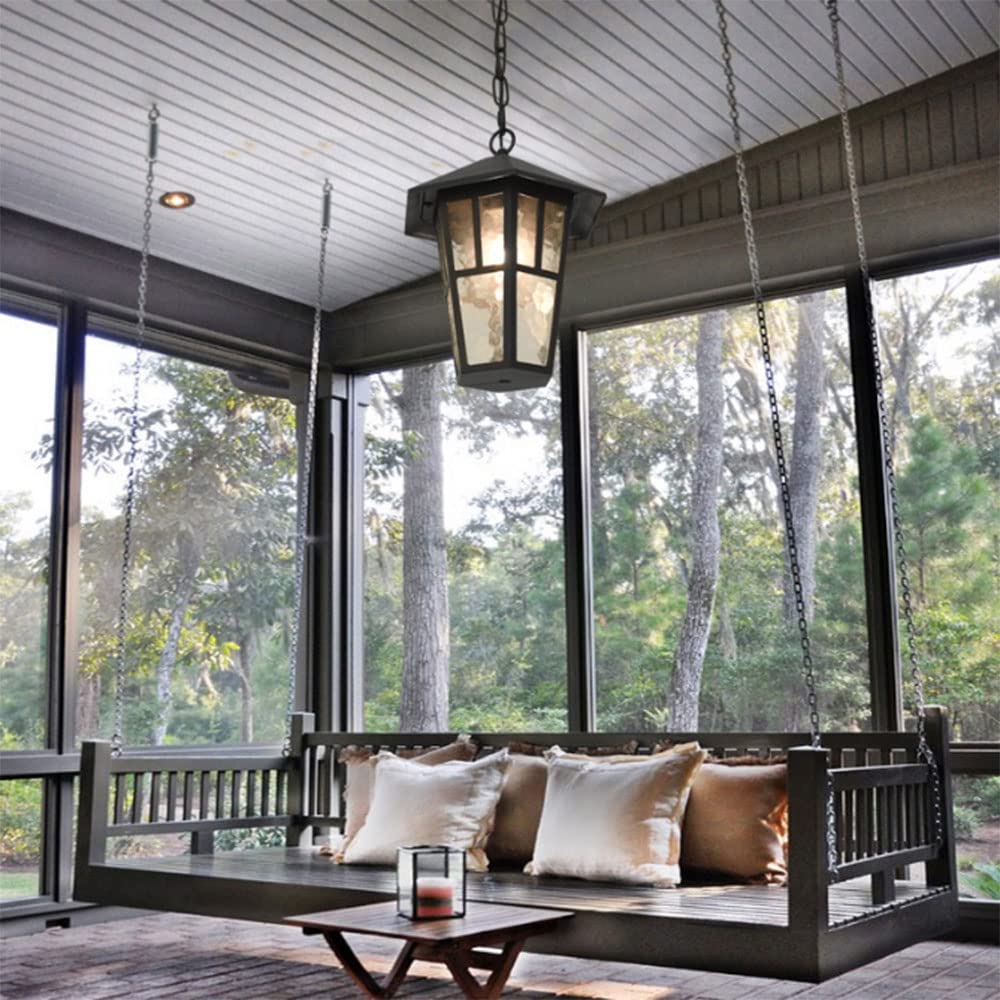Kraj Zewnętrzne Lampy Wiszące E27 Brąz Wyczyść Szkło Decor Zewnętrzna Wisiorek Światła Dom Ganek Patio Na Zewnątrz Pokładu Garaż Przednie Drzwi Ogród Domu Altana Dachowa