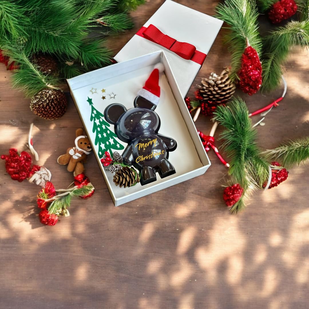 "Merry Christmas" - Merry Christmas Gift Box, Belgian Choco with chocolate hazelnut Brigadeiro Cream Filling - Holiday Gift Baskets by Misses Sweet Belgian Milk Choco Bonbon with brigadeiros filling- Chocolate bear-Happy Bear, Nutela