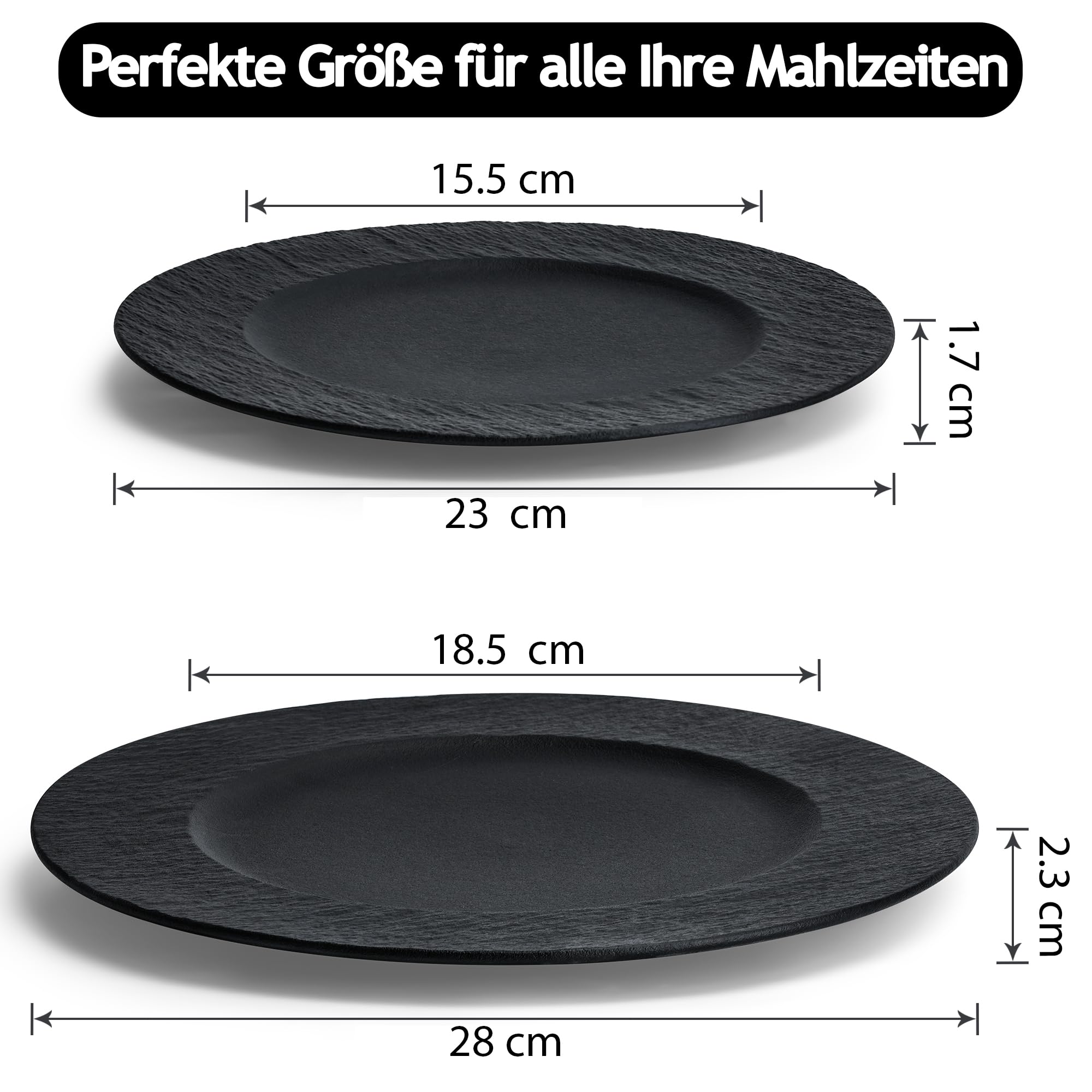 MIAMIO - 28 cm, 4er Set Speiseteller/Keramik-Teller Set, Geschirrset - moderne Teller, mikrowellen- und spülmaschinenfest - Oasis Kollektion