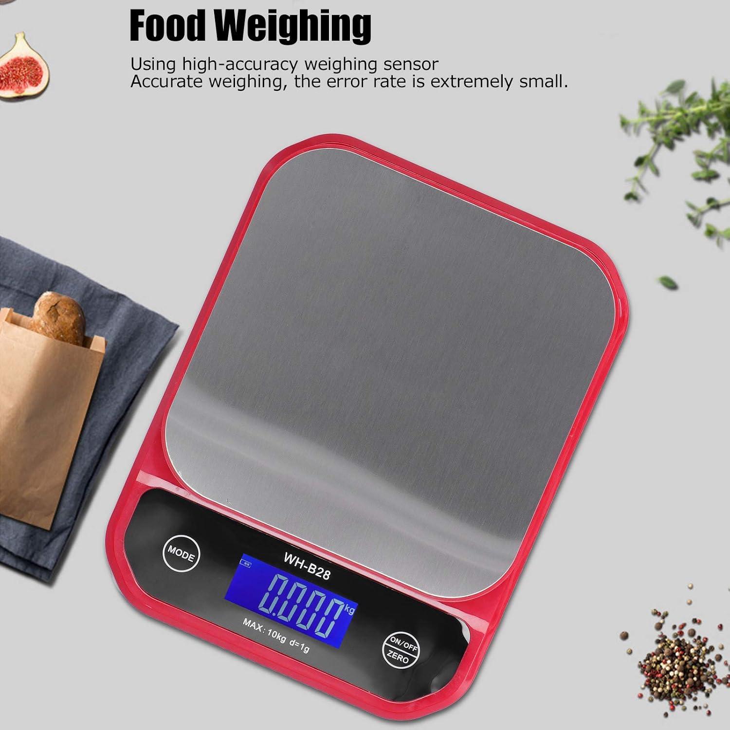 Digital Food Scale WH-B28 Kitchen Scale for Cooking Baking, High Precision Electronic Scale with LCD Display 10Kg/1g