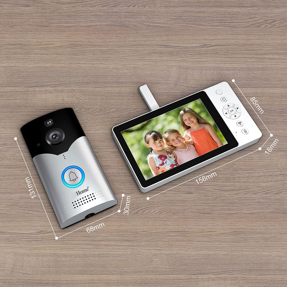SH054 - Timbre inalámbrico WiFi con pantalla de 5 pulgadas, 4 MP, 1440p, gran angular de 120 grados, cámara de video para puerta