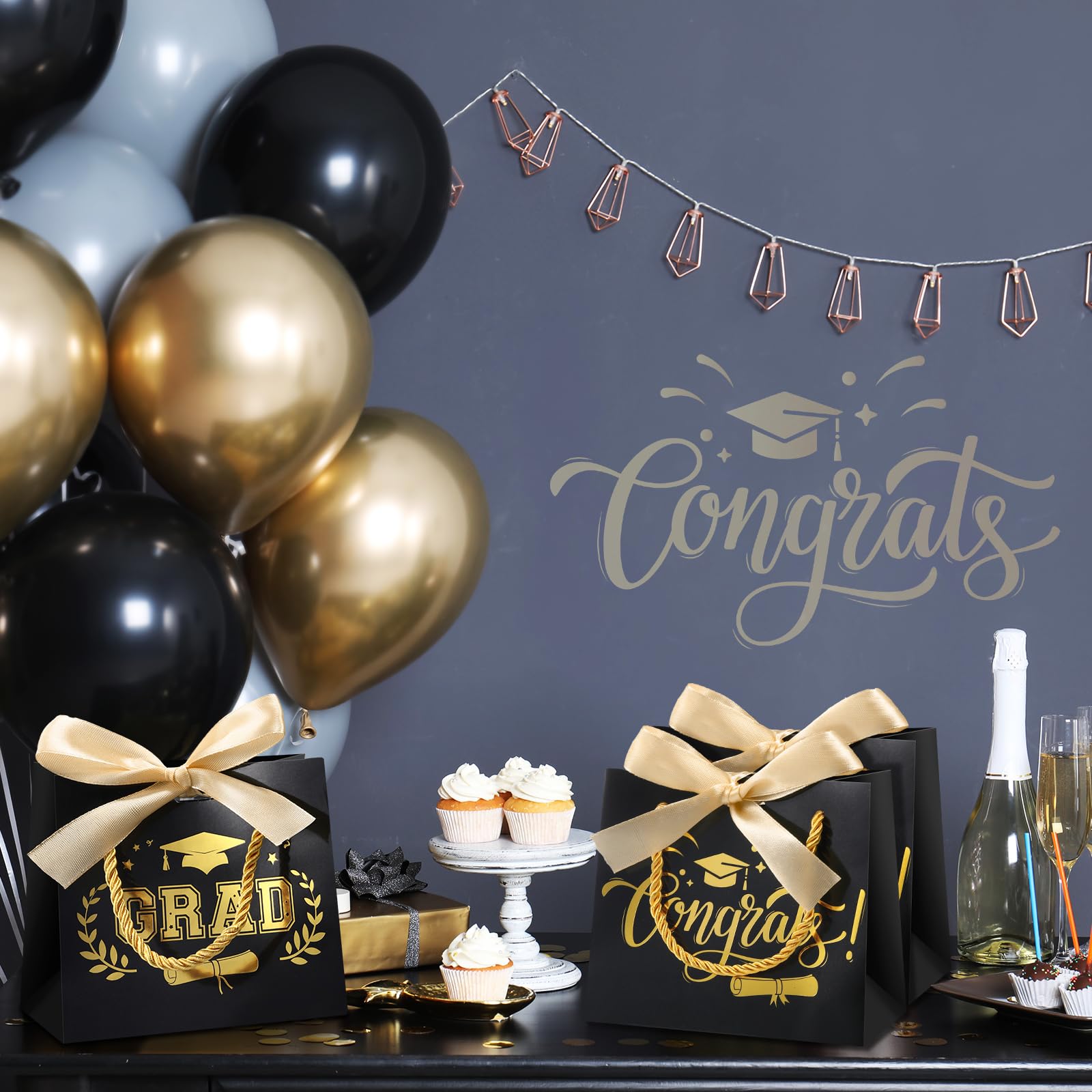 16pcs Graduation Gift Paper Bags Blue Graduation Party Bags