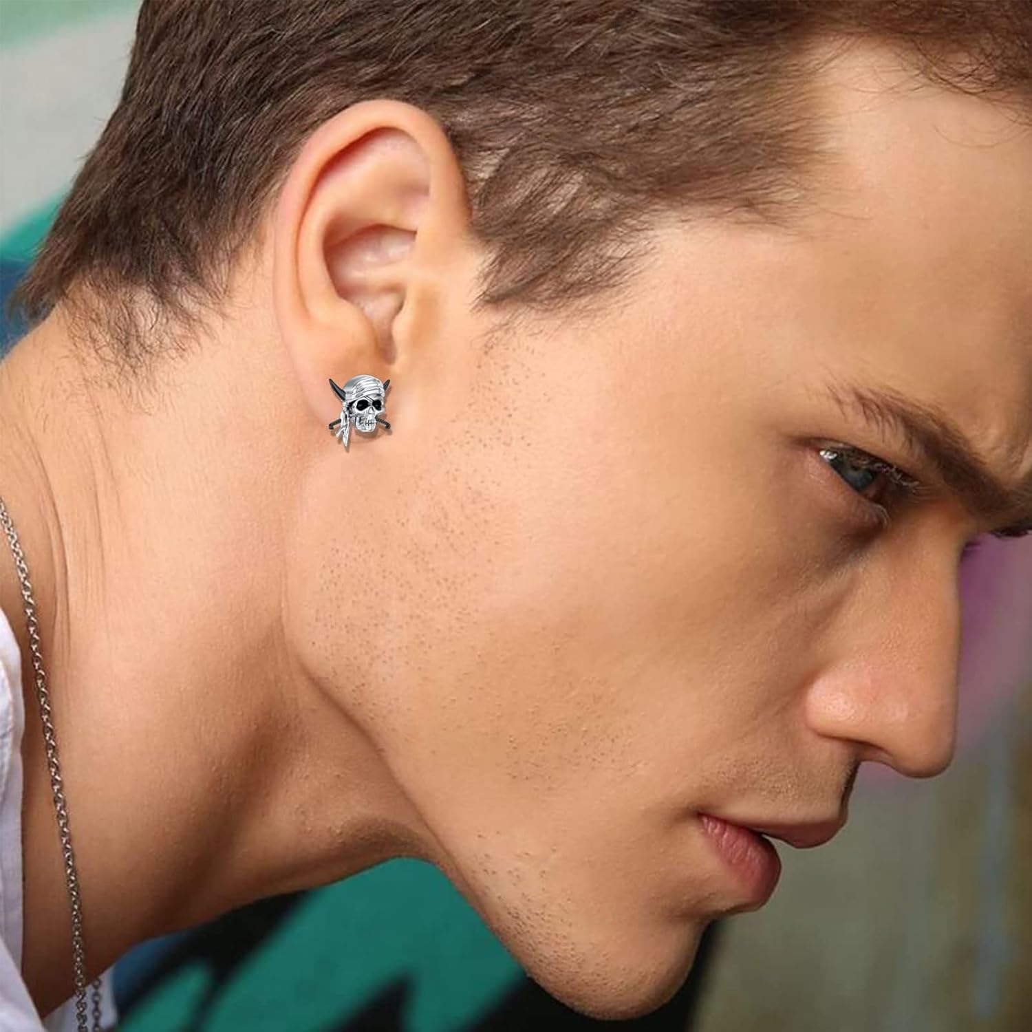 Seiyang Skull Earrings 925 Sterling Silver Skull Horns/Snake/Owl/Bones/Pirate Stud Earrings for Women Men (with Gift Box) - Image 5