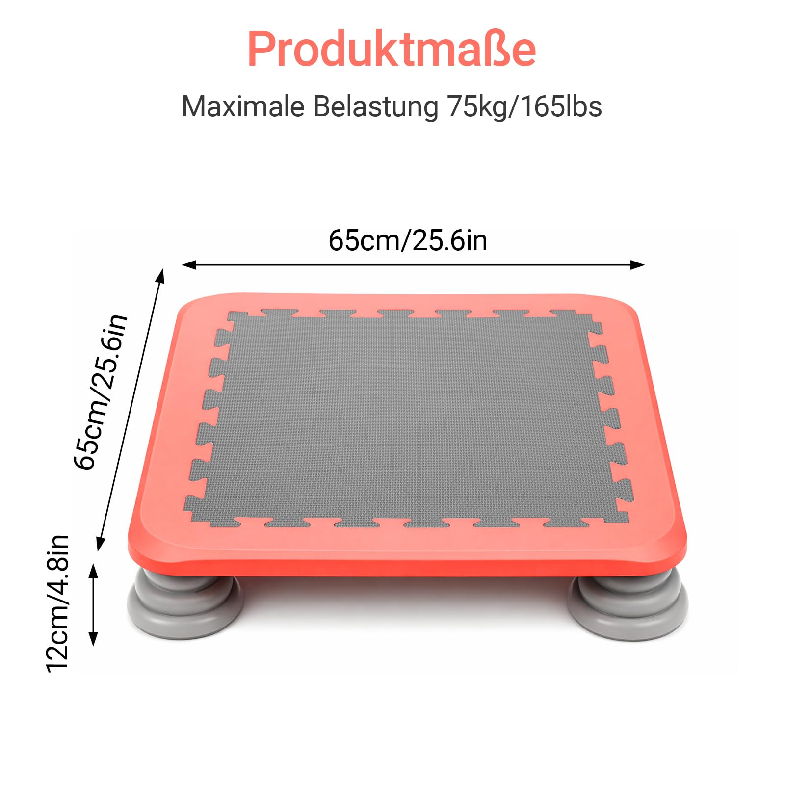 Trampolin für Kinder – 65x12x65 cm Mini Trampolin mit Rutschfester Oberfläche | Maximale Belastung 80 kg | Einfach zu Reinigen und Zusammenzubauen