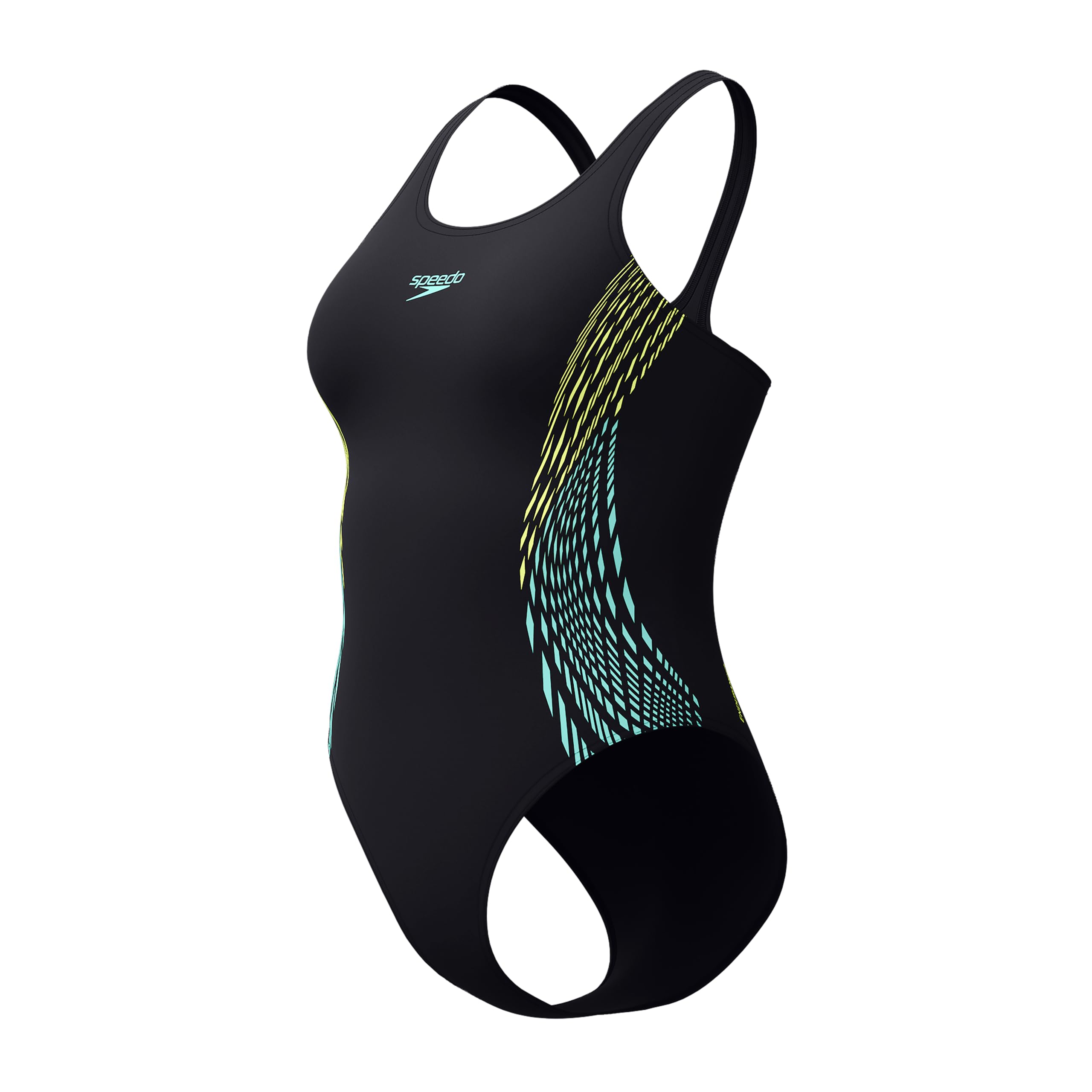 Speedo Damski strój kąpielowy z odkrytymi plecami, kostium kąpielowy hiper żółty