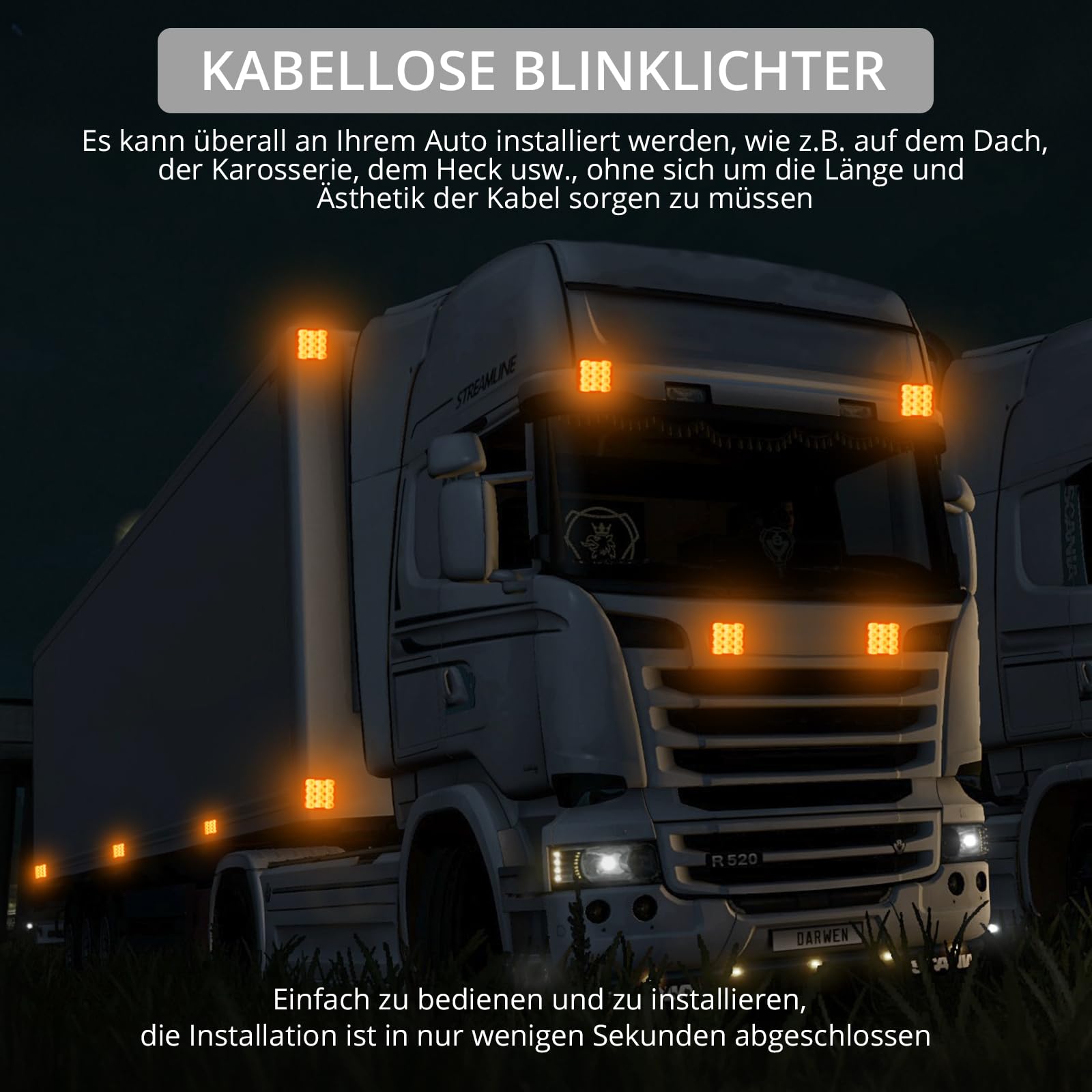 Justech 2er Warnleuchten Wiederaufladbare Warnlicht Magnetische Rundumleuchte 18 Blinkmodi, IP65 Wasserdicht, 2000mAh Akku, Magnetische Befestigung Blinklichter für Sichere Nutzung Bernstein