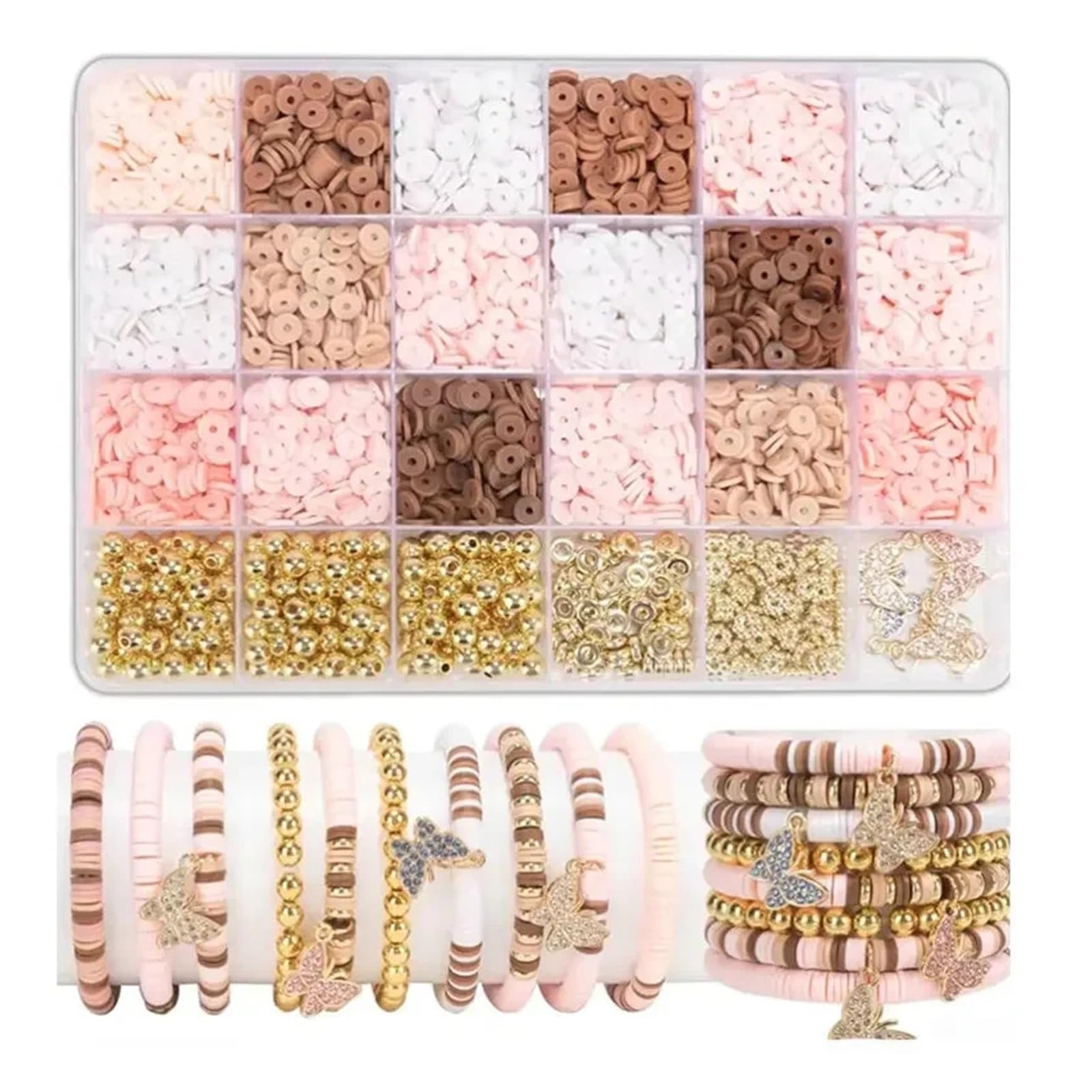 Rynzo DIY Beading Kits 24-Color Clay Bead Bracelet Craft Kit(Beads Kit4)
