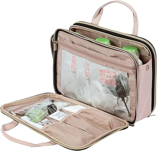 Miniatura 4 de NISHEL Neceser portátil, organizador de artículos de tocador de viaje, Rosado