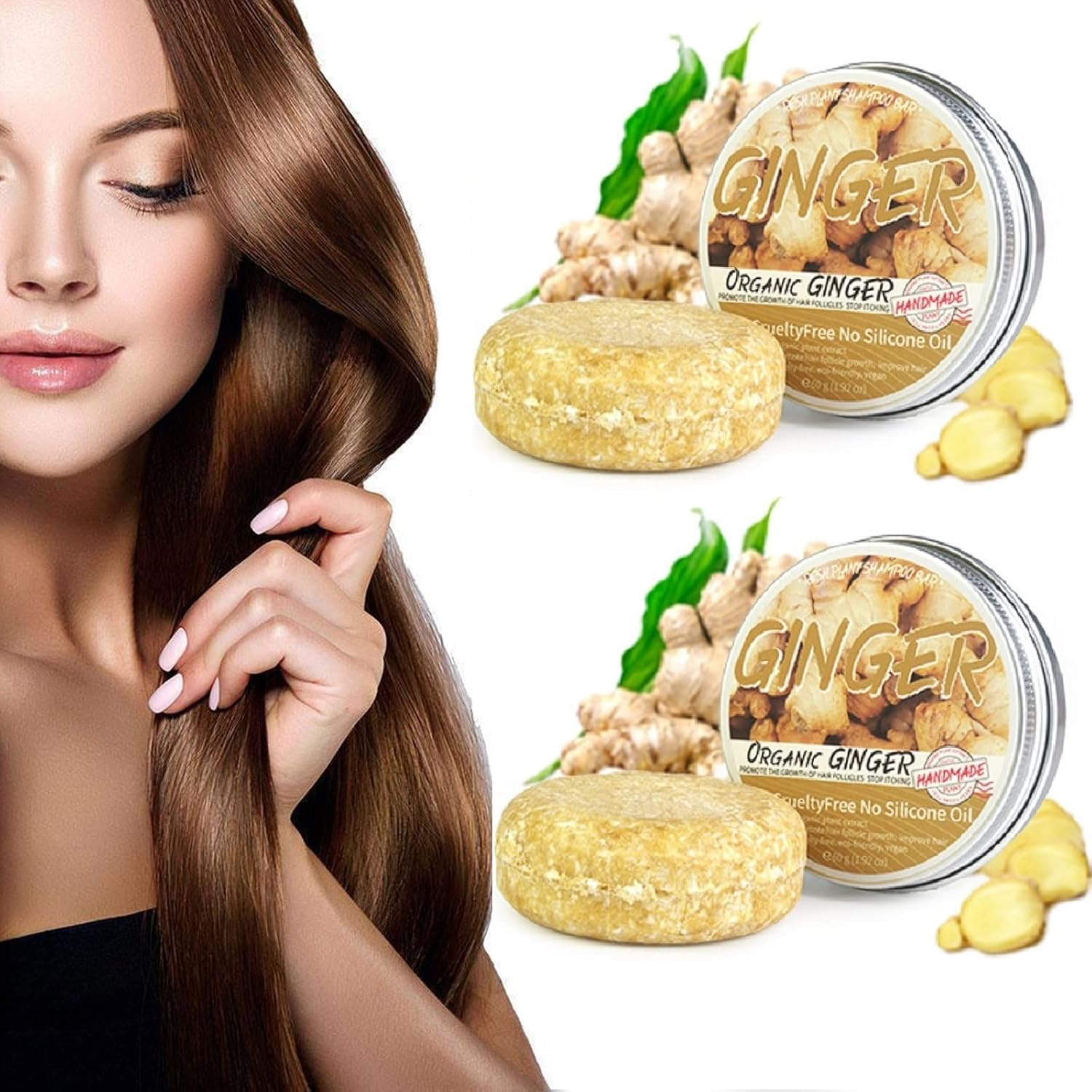 Ginger Hair Regrowth Shampoo Bar,Ginger Regrowth Shampoo Soap, Ginger Shampoo Bar Hair For Thinning Hair And Hair Loss