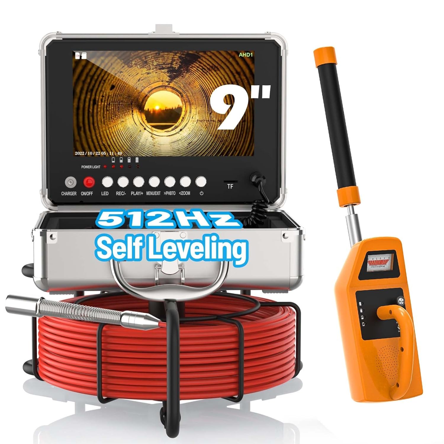 Anysun Sewer Camera with Locator, SelfLeveling Sewer Camera with 9