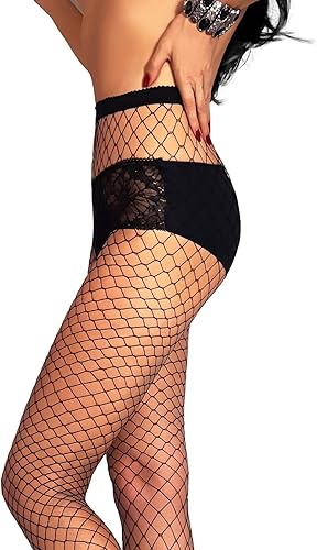 Miniatura 5 de Mila Marutti Medias de red de cintura alta para mujer, medias de red