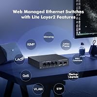 YuLinca 6 Portos 2.5G Menedzselhető Switch - 4x 2.5Gbps RJ45 + 2x 10G SFP+ Port, LACP/QOS/VLAN Támogatás, Fém Ház, Ventilátor Nélküli Hálóza 4