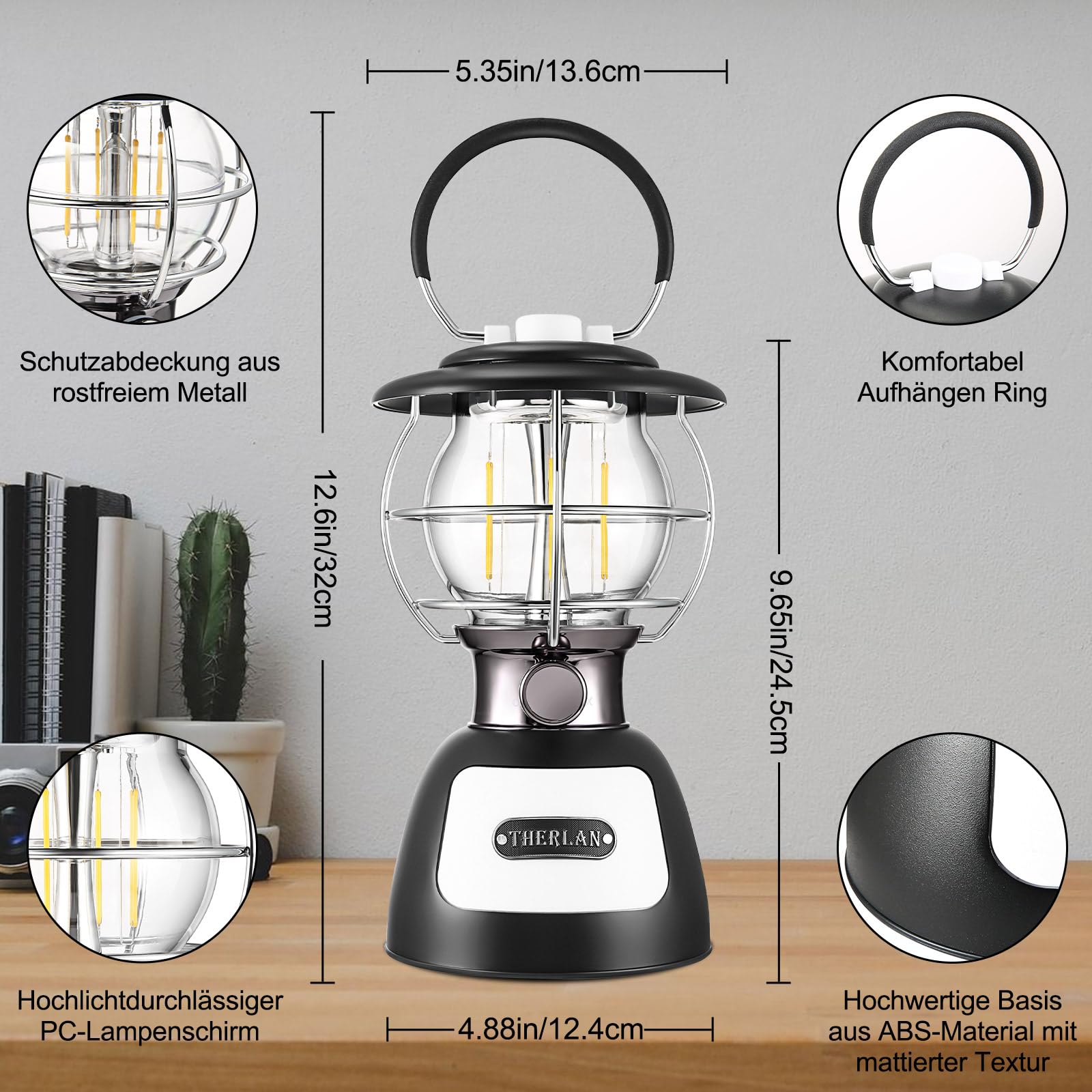 lampa kempingowa LED, możliwość ponownego ładowania, 3 tryby świecenia, 250 godzin, bezstopniowe ściemnianie, 4000 K-6500 K, 350 lm, IP44, wodoszczelna lampa namiotowa, lampa z powerbankiem