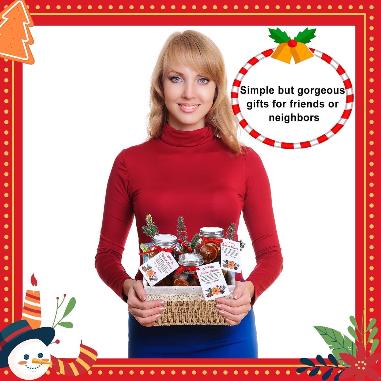 6 Set Christmas Potpourri Simmer Pot Variety Kit Stovetop Orange Cinnamon Potpourri in a Jar Gift for Christmas Holiday House Warming Thank You Gift Simmering Supplies