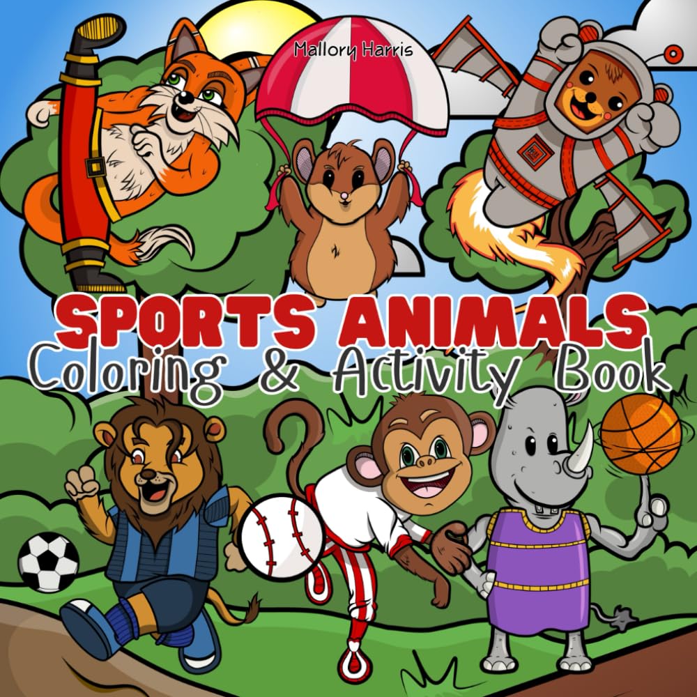 Sports Animals Coloring and Activity Book: Coloring Pages, Mazes, Word Searches & More!