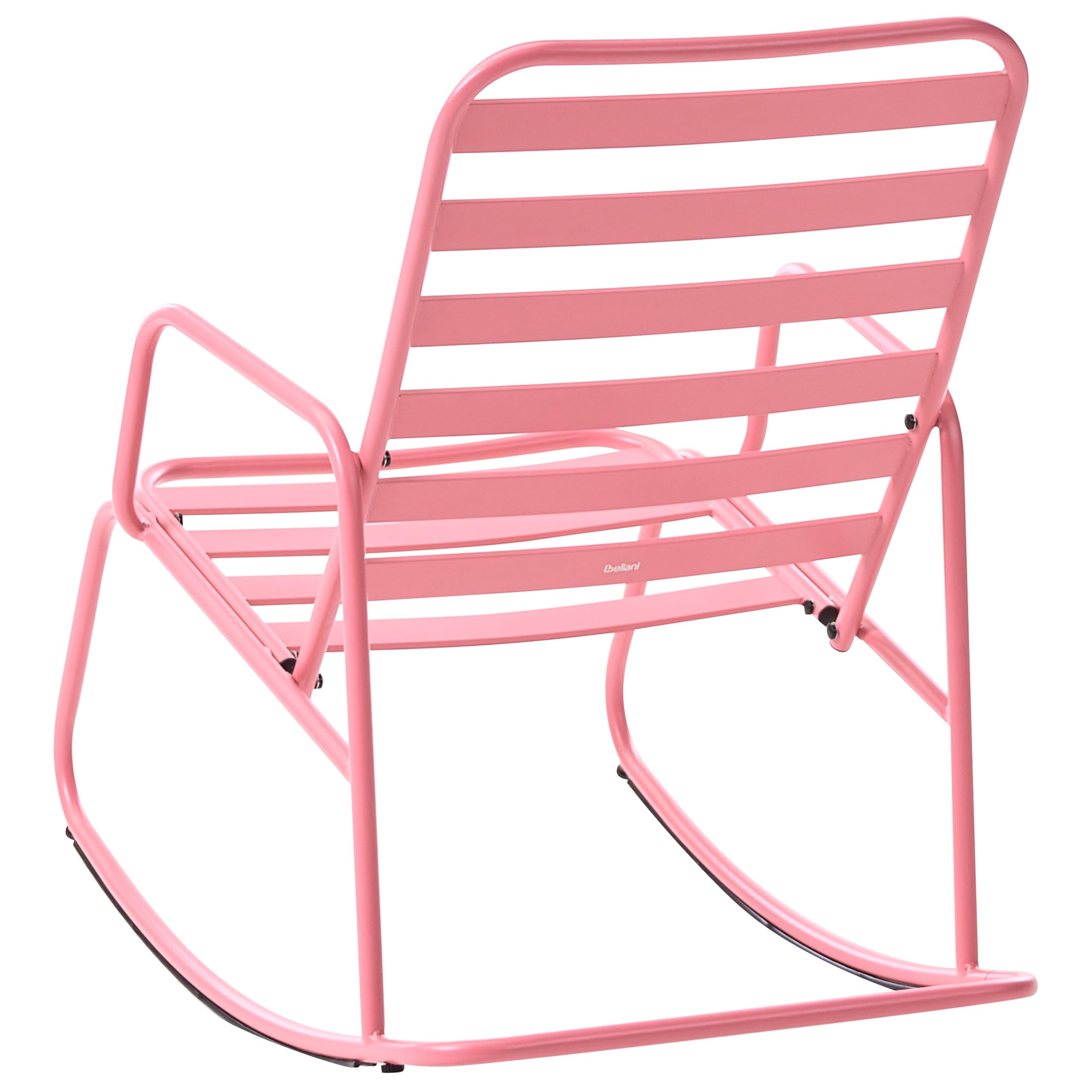 Beliani Sedia a dondolo da giardino moderna in metallo Design a doghe per esterni Alluminio Rosa