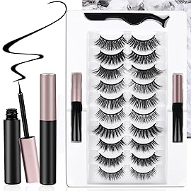 AROIC 10 Kinds of 3D 5D Magnetic Eyelash Kit with Different Density, Magnetic Eyelashes with 2 Eyelash Glue and 1 Tweezer, False Eyelashes for Women and Girls Natural Look No Glue Needed
