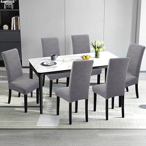 Miniatura 8 de YISUN Juego de 6 fundas para sillas de comedor, fundas elásticas para sillas Parsons, extraíbles y lavables, fundas protectoras para sillas de