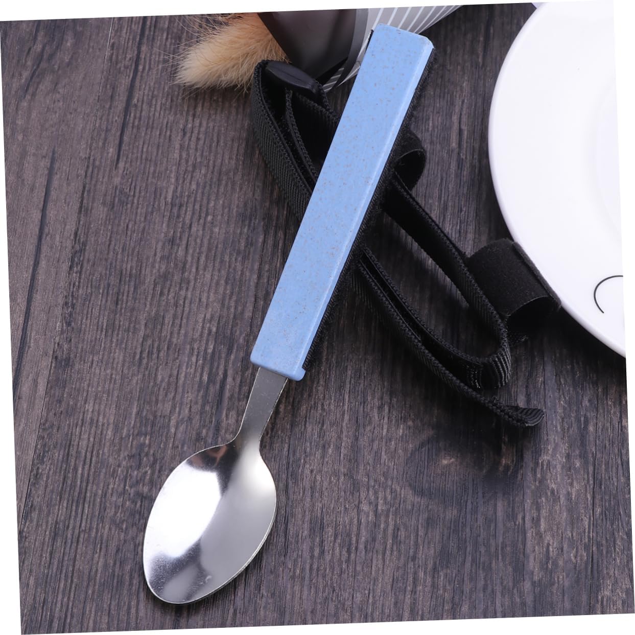 NOLITOY Strap Utensils Set Tremor Spoon One Handed Knife Elderly Spoon Feeding Forks for Disabled Random Color