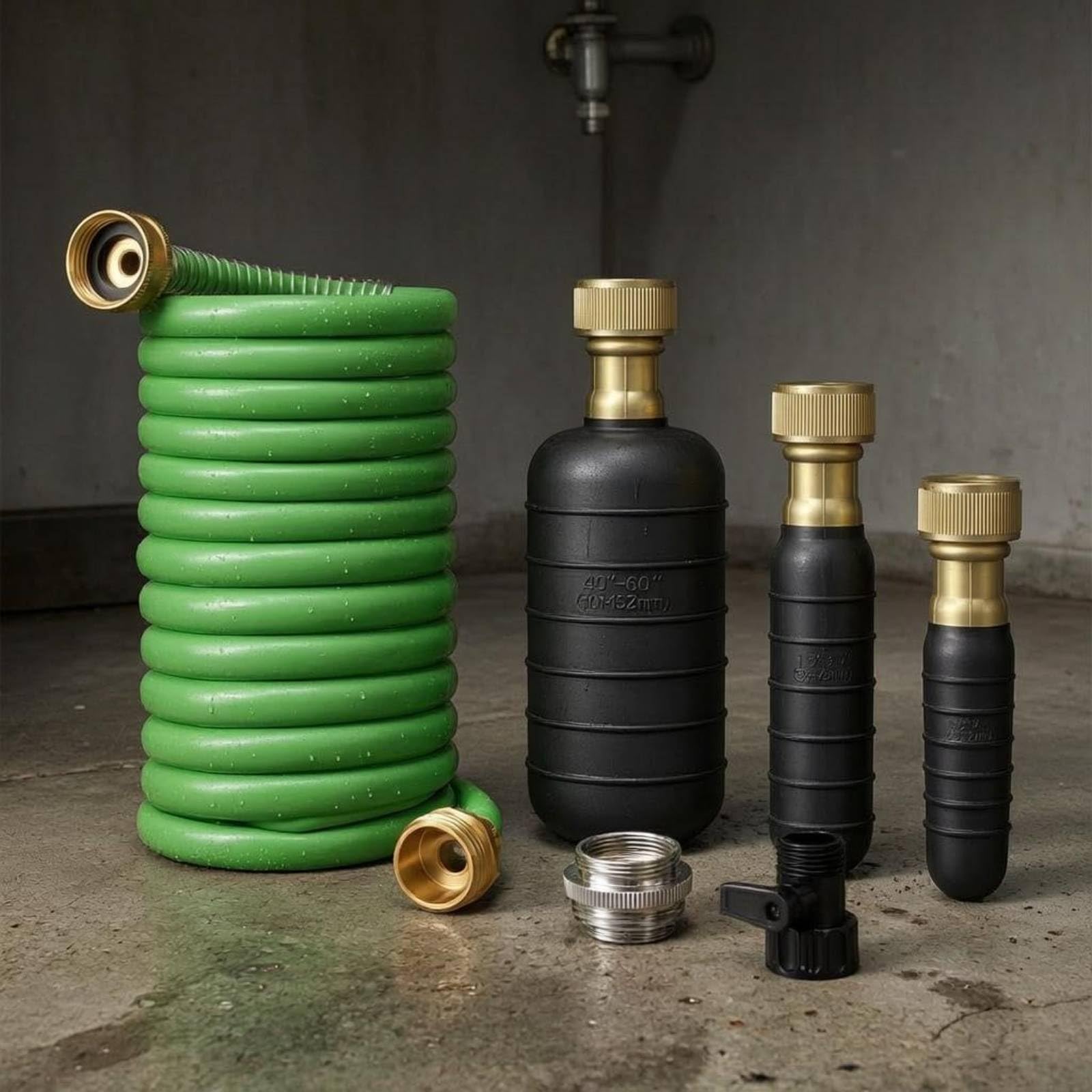 KESOTO Flexible Drainage Hose Assembly avec Raccords en Laiton et Adaptateur Robinet pour Évier Cuisine Lavabo Jardin Arrosage Connexion Robinetterie, Noir