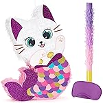 WERNNSAI Cat Piata - Kitten Mermaid Birthday Party Decorations Kids Mermaid Pinata with Blindfold and Bat for Girls Summer Under the Sea Birthday Party Supplies Game Set