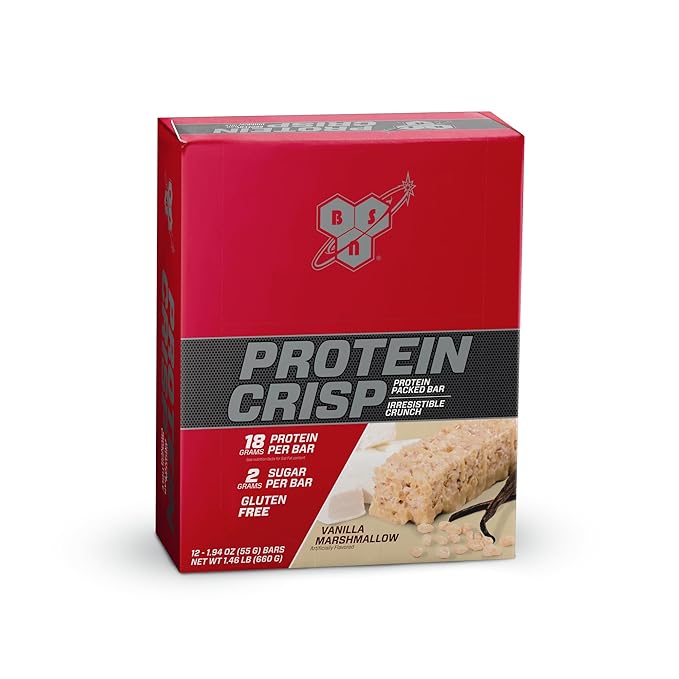 BSN Protein Crisp Bar, Vainilla, 18g Proteína, Barra de Cereales, 12 Unidades miniatura 9