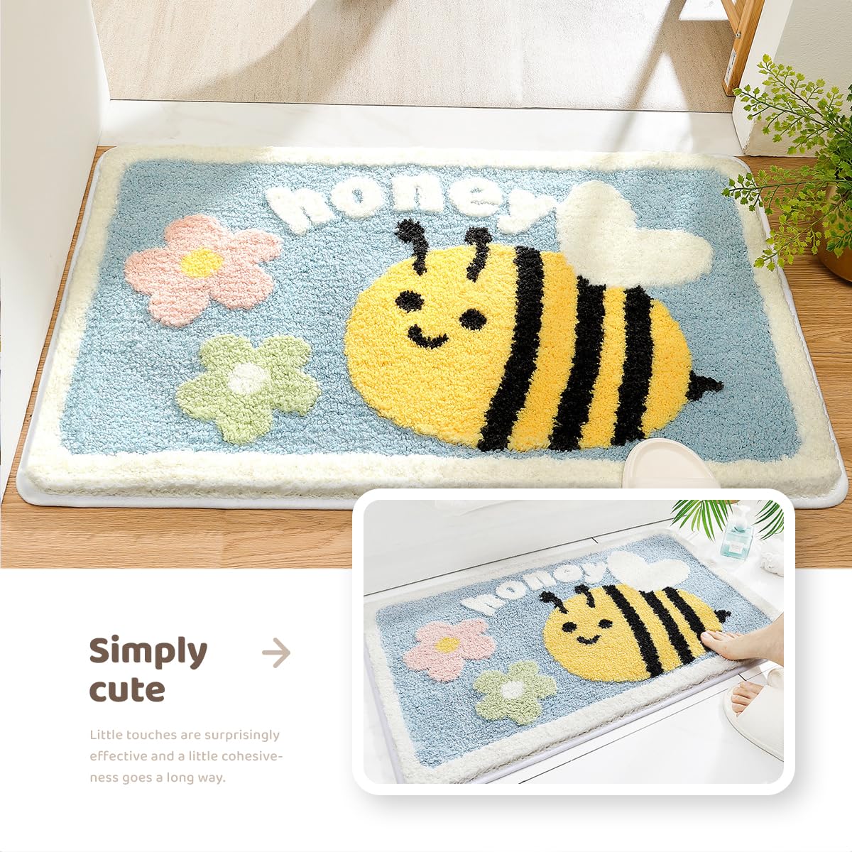 Linda alfombra de baño, alfombras de baño extra suaves y absorbentes, lavable a máquina, alfombra antideslizante para bañera, ducha y baño, 40x60cm