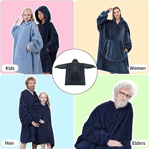 Miniatura 8 de FestiCorp Manta de gran tamaño con capucha para adultos, sudadera extra larga con manga gigante, capucha y bolsillo