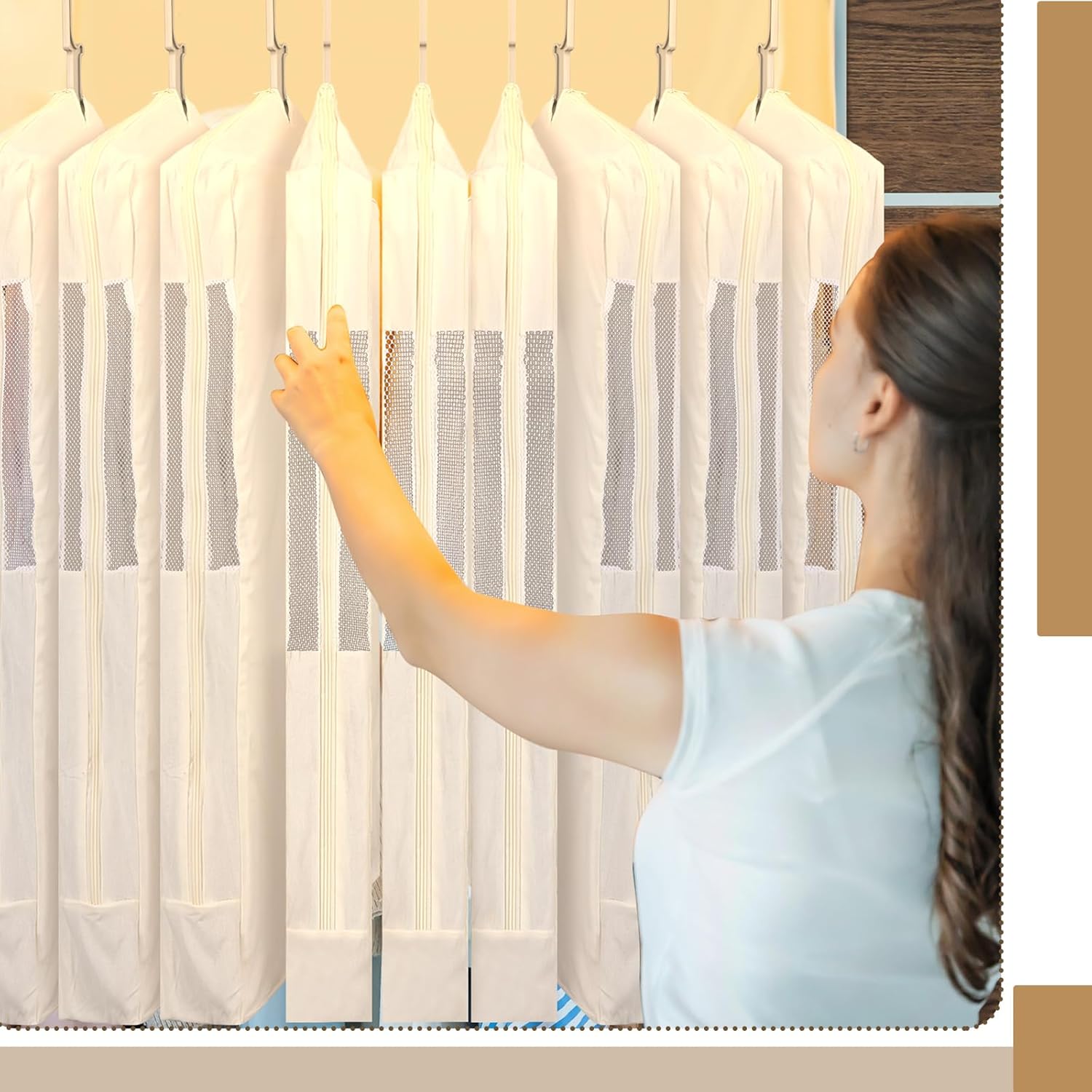 Aliceset 3 Pack Pure Cotton Garment Storage Bag for Hanging Clothes 24 x 40 Inch Breathable Garment Cover Canvas Suit Bags for Closet Storage Short Dresses Suits Gowns - Image 3