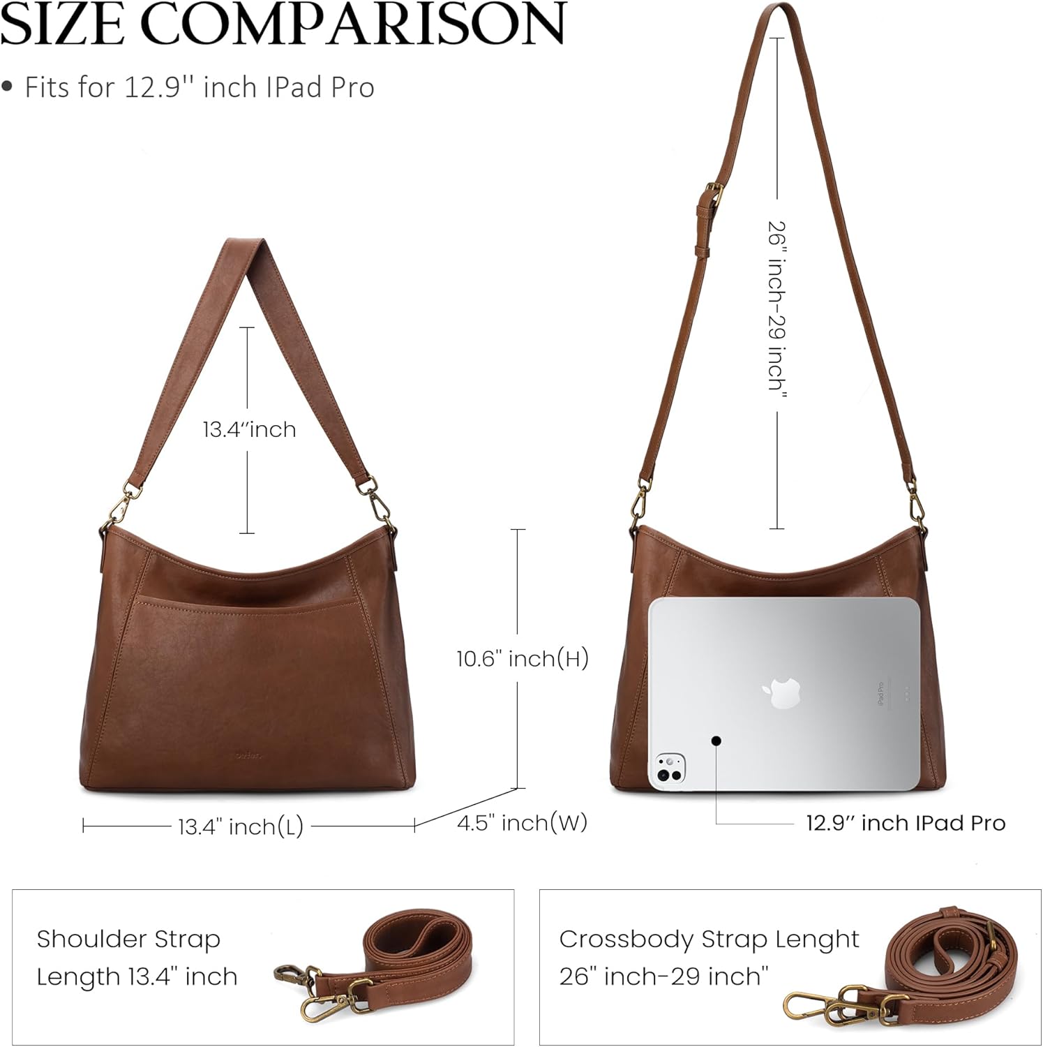 befen Genuine Leather Purse for Women Soft Leather Hobo Crossbody with 2 Detachable Straps Large Womens Purses And Handbags - Image 3