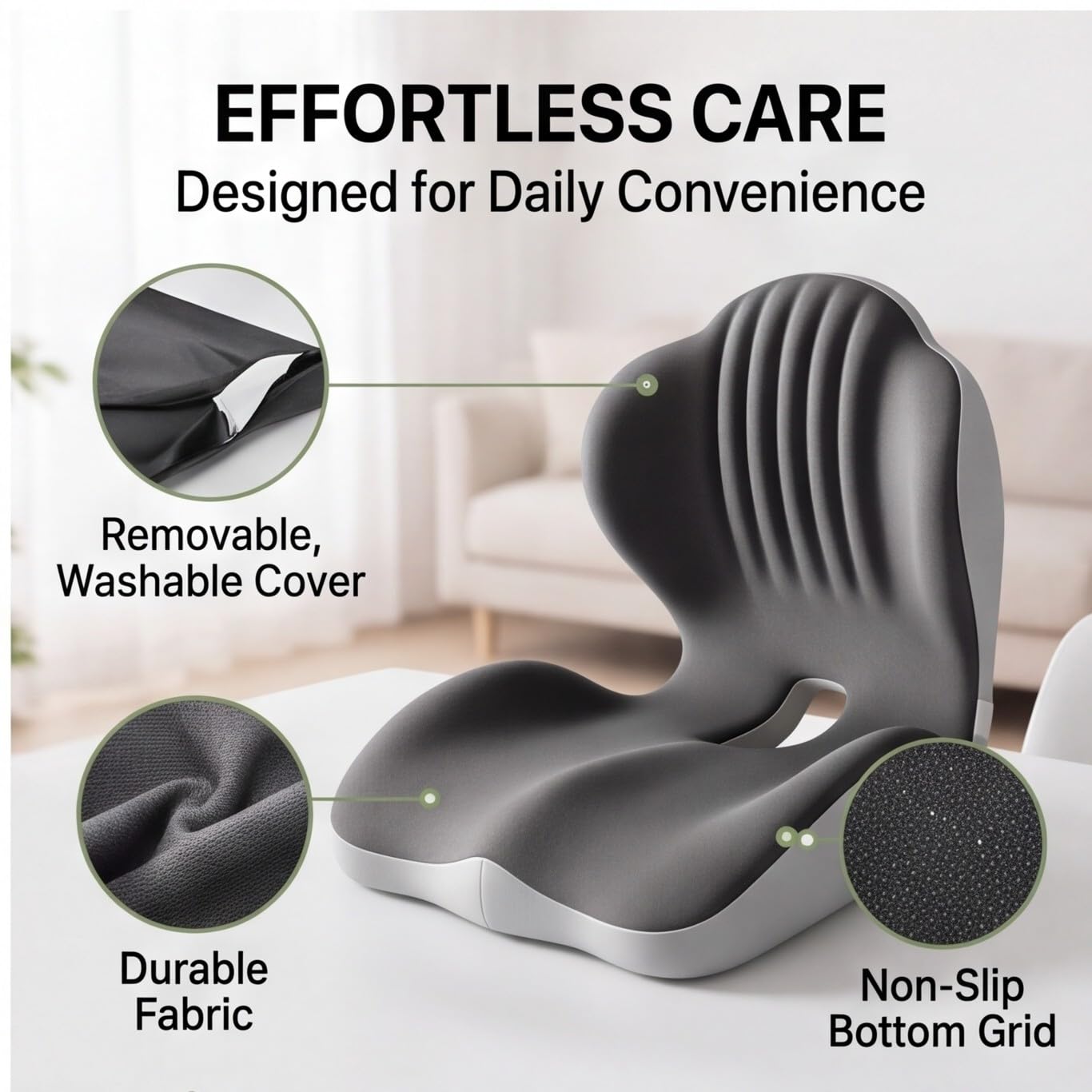 Cuscino ergonomico in memory foam con supporto posteriore