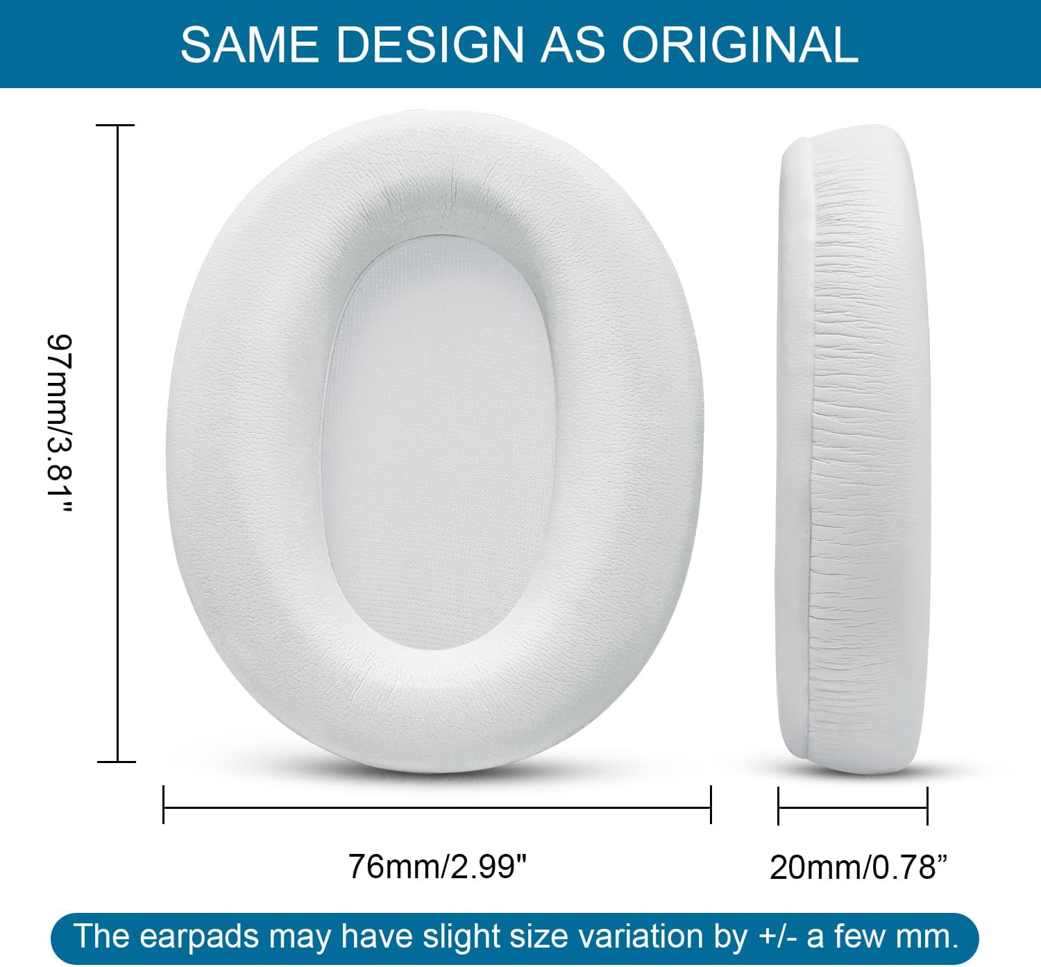 GVOEARS Replacement Ear Pads for Sony WH-CH700N / WH-CH710N / WH-CH720N / WH-XB900N Headphones, Earpads Cushions with Soft Protein Leather, Memory Foam - White - Image 6