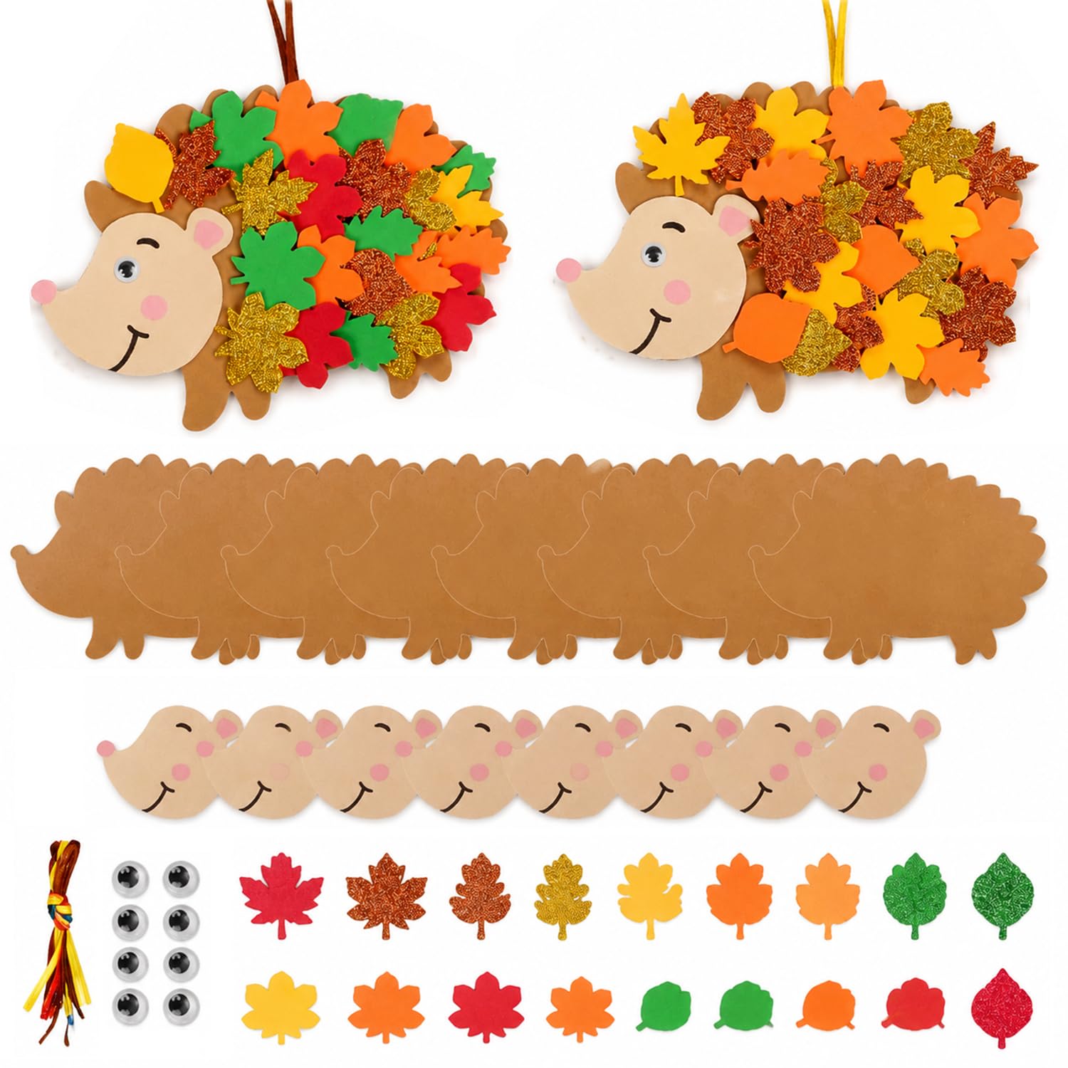 AJEFF 8-Pack Hedgehog DIY Craft Set, EVA Foam and Felt Autumn Decoration