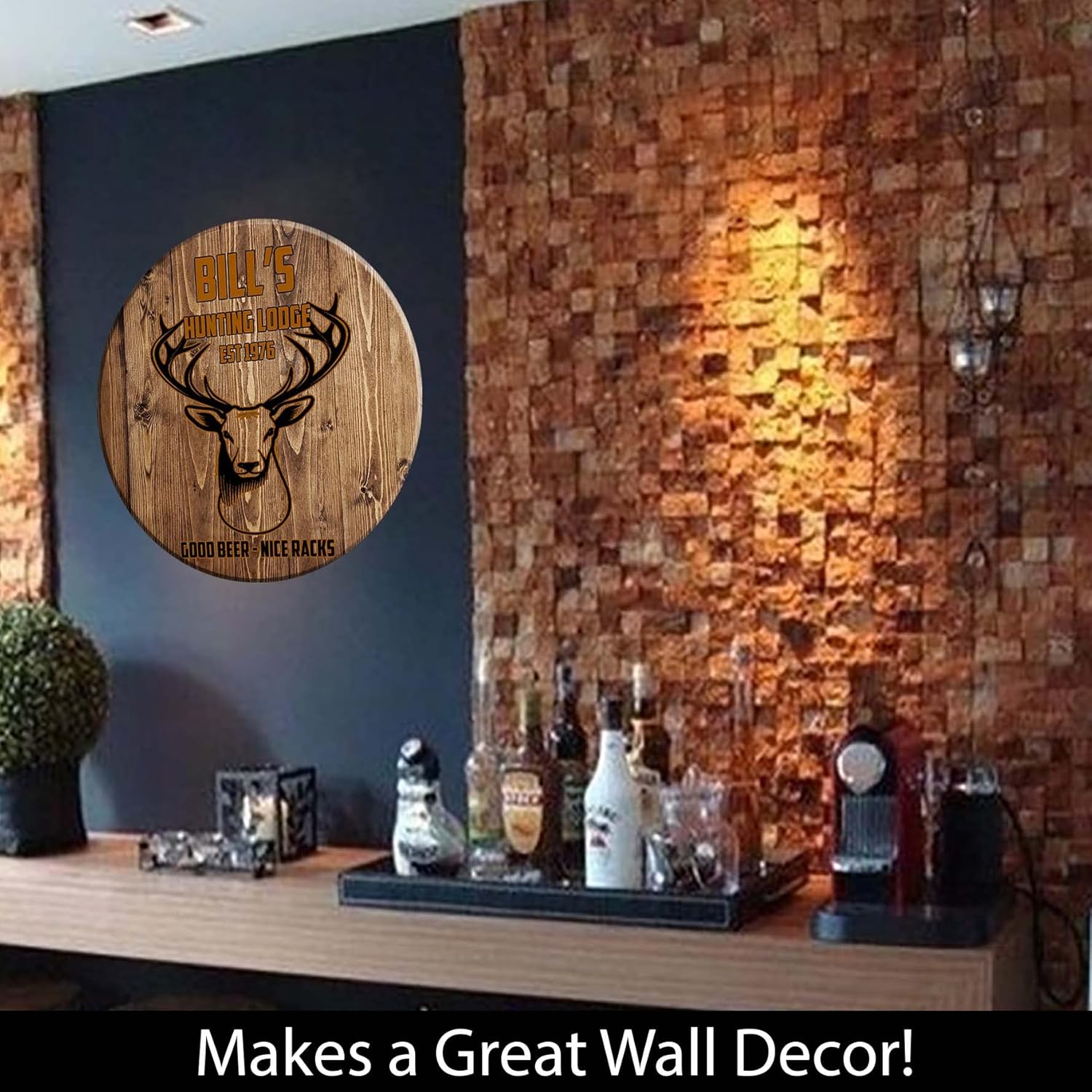 Whiskey Barrel Gifts Deer Hunting Camp Lodge Cabin Camp Sign 18 Inch Large Wall Art Bourbon Gifts