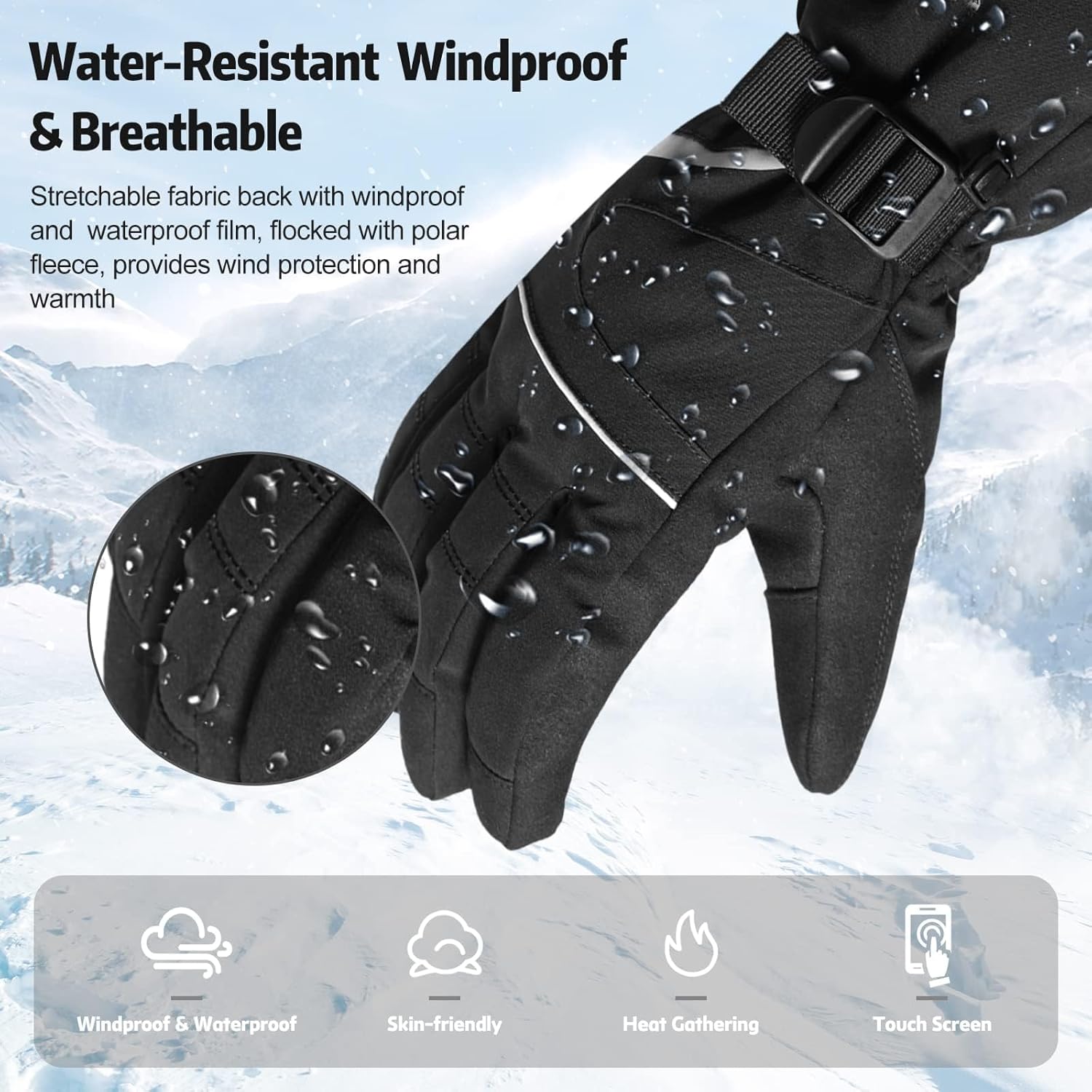 Heated Gloves for Men,Electric Battery Heated Ski Gloves,Touchscreen Waterproof Heating Gloves for Winter Outdoors Skiing Snow Motorcycle Fishing Hunting - Image 5