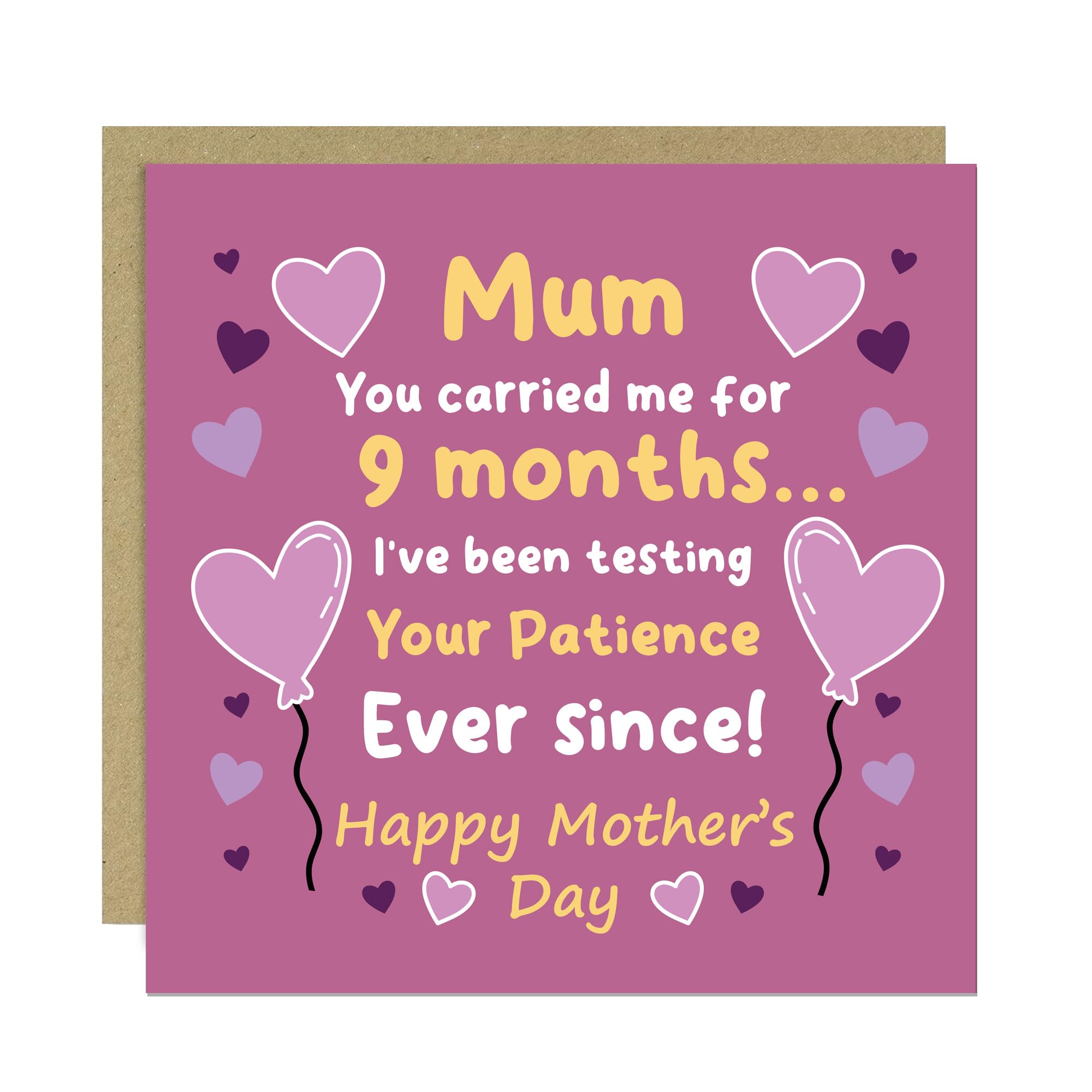 RED OCEAN Funny Mother's Day Card For Mum, Humorous Mothers Day Card From Daughter Son, Novelty Greetings Cards For Mum 145x145mm With Kraft Envelope