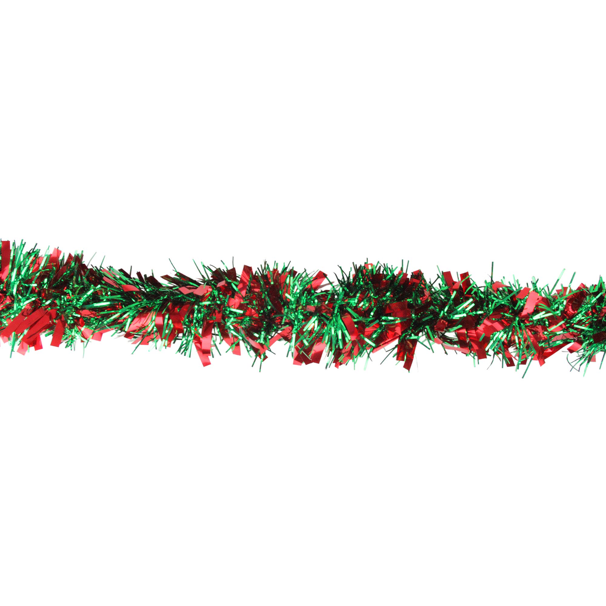 Northlight Festive Shiny Christmas Tinsel Garland Unlit-6 Ply, 50', Red/Green