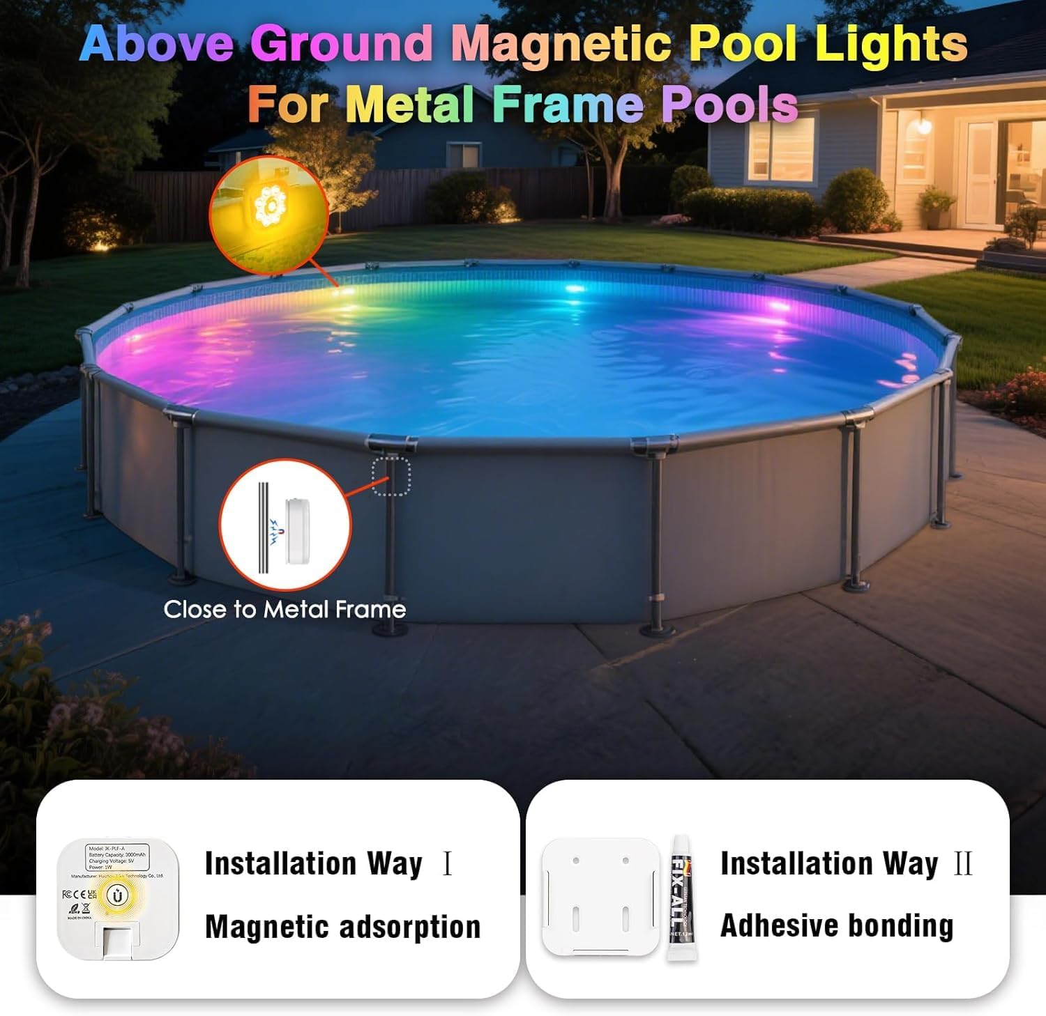 HL Poolbeleuchtung Unterwasser Licht mit Fernbedienung,RGB Pool Lichter Schwimmend, Pool Magnetic Beleuchtung für Schwimmbad,Teichbeleuchtung, Brunnen, Teich, Aquarium, Party Deko,2 Stück