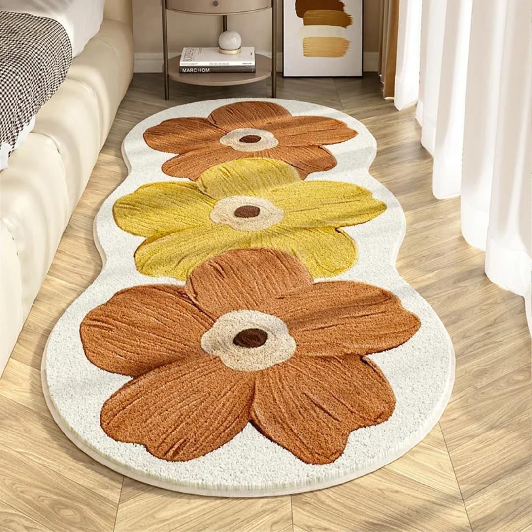 Tapis doux pour salon moderne de 50 x 120 cm à motif floral élégant