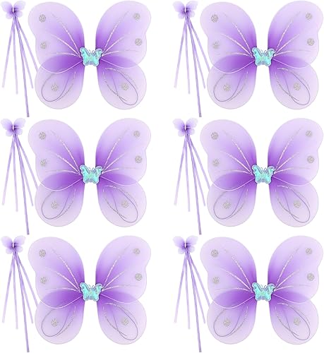 kilofly Juego de 6 juegos de disfraz de princesa mariposa ángel juego de rol